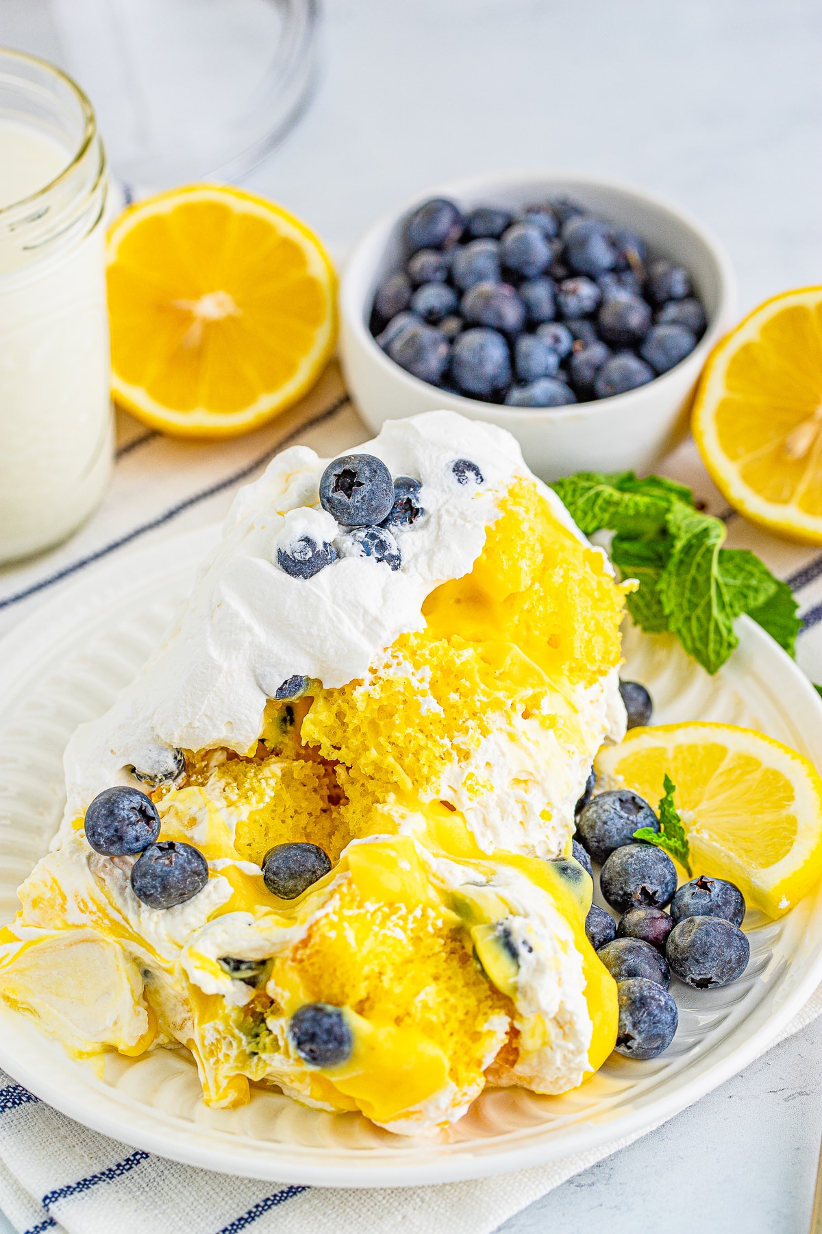 a serving of Blueberry Trifle on a plate