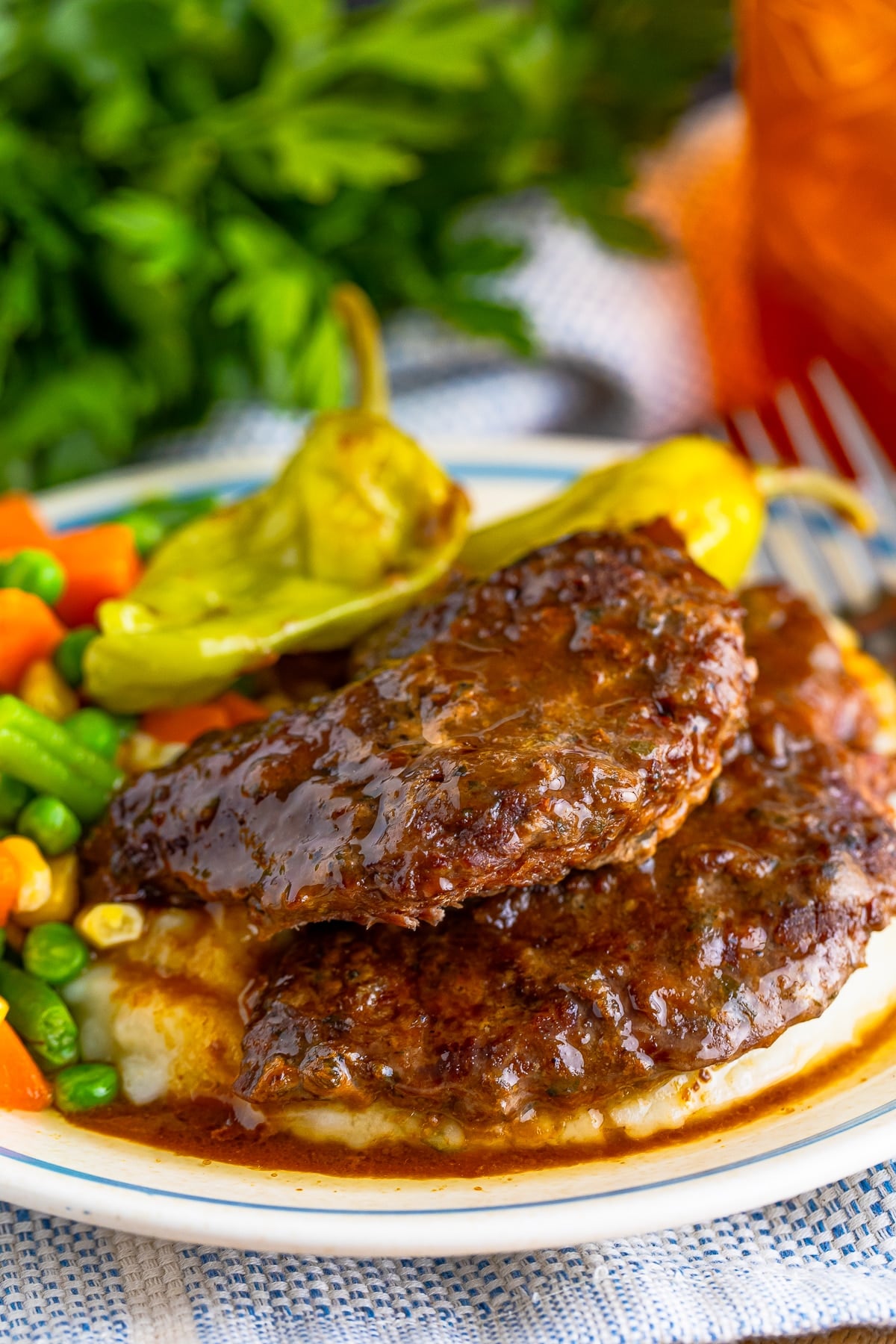 Beef Cubed Steaks served on a white plate