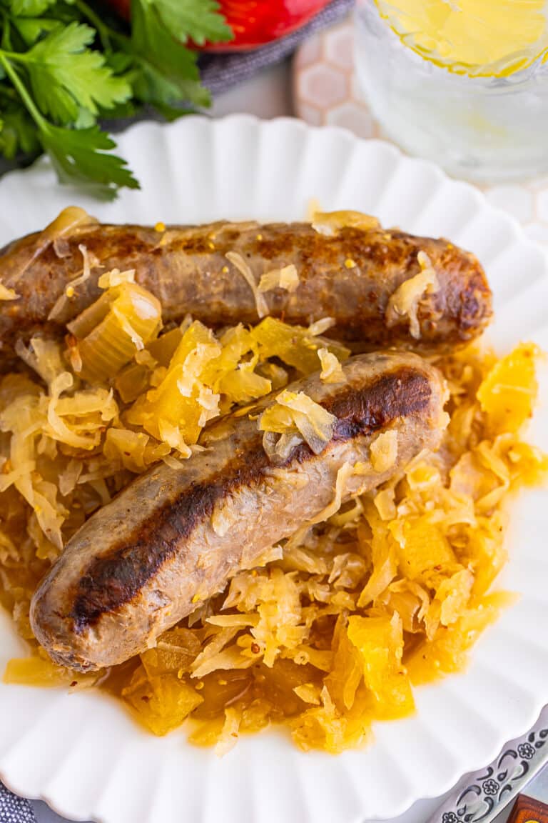Slow Cooker Brats and Sauerkraut with Apples