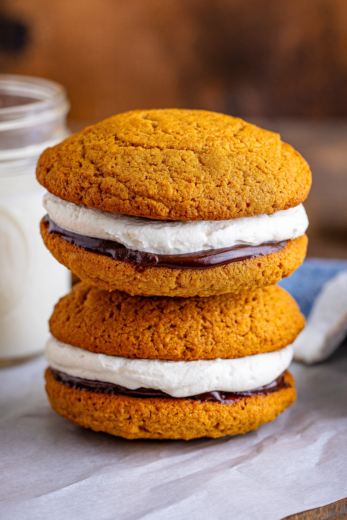 two Whoopie Pies stacked on top of each other