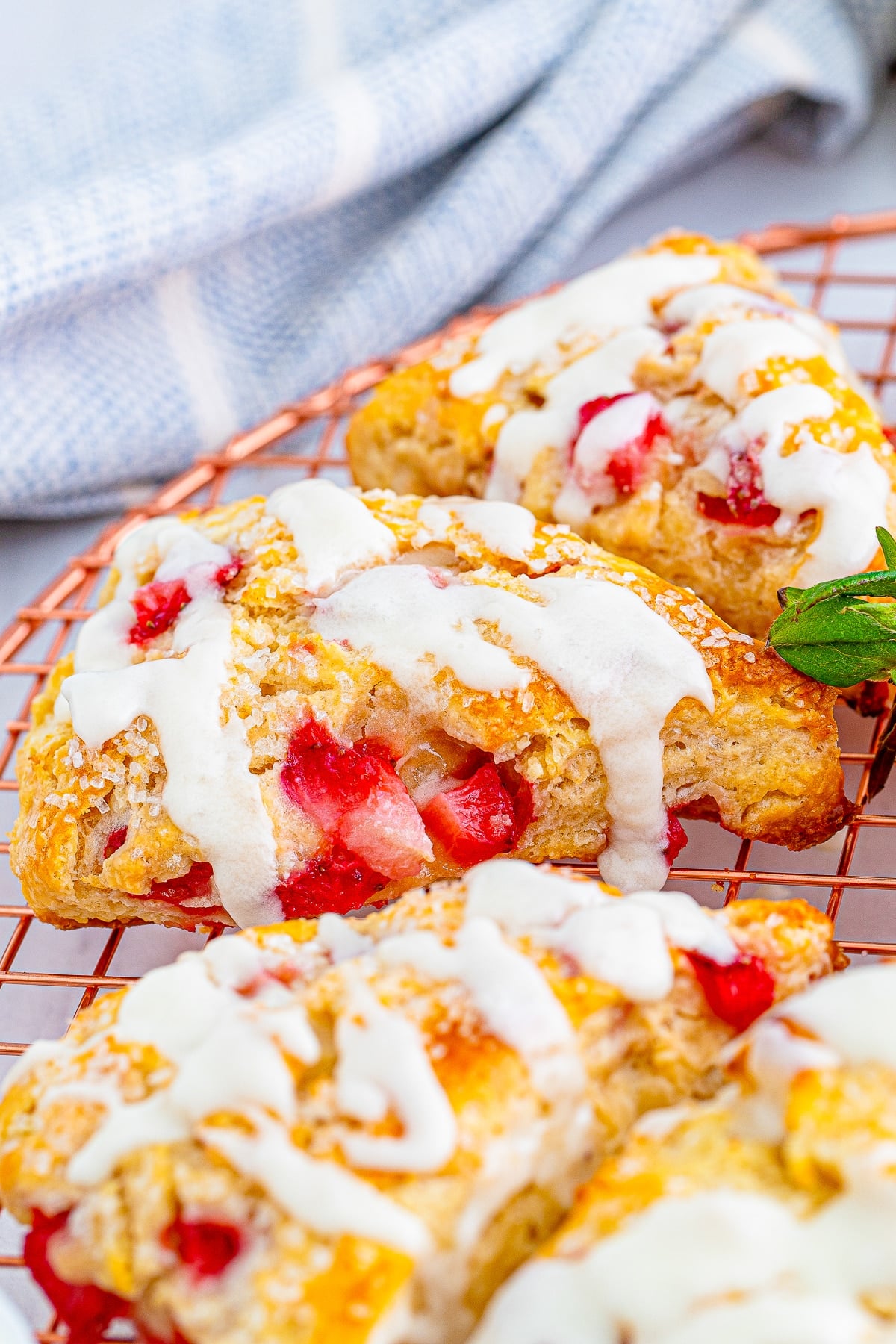 Strawberry Scones finished on a wire rack