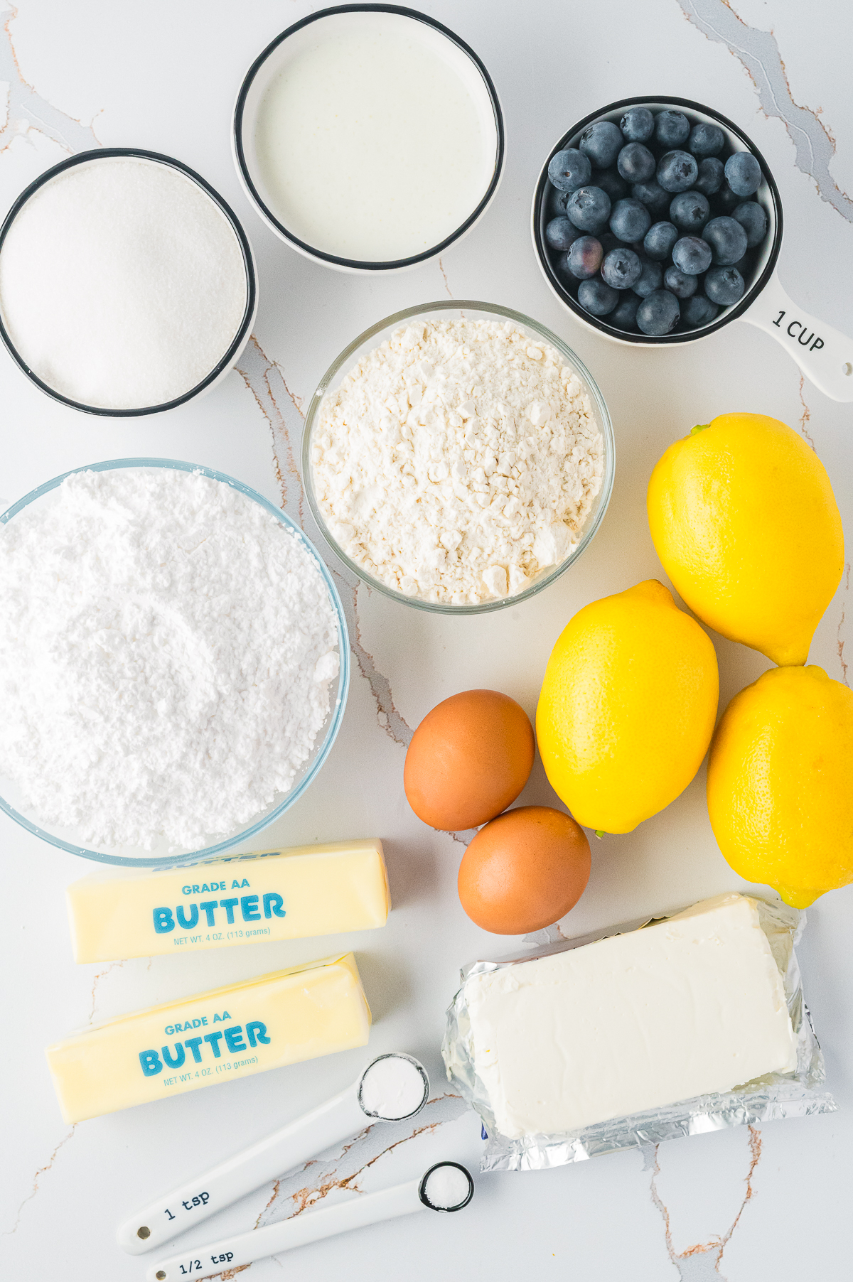 ingredients needed to make Lemon Blueberry Cupcakes