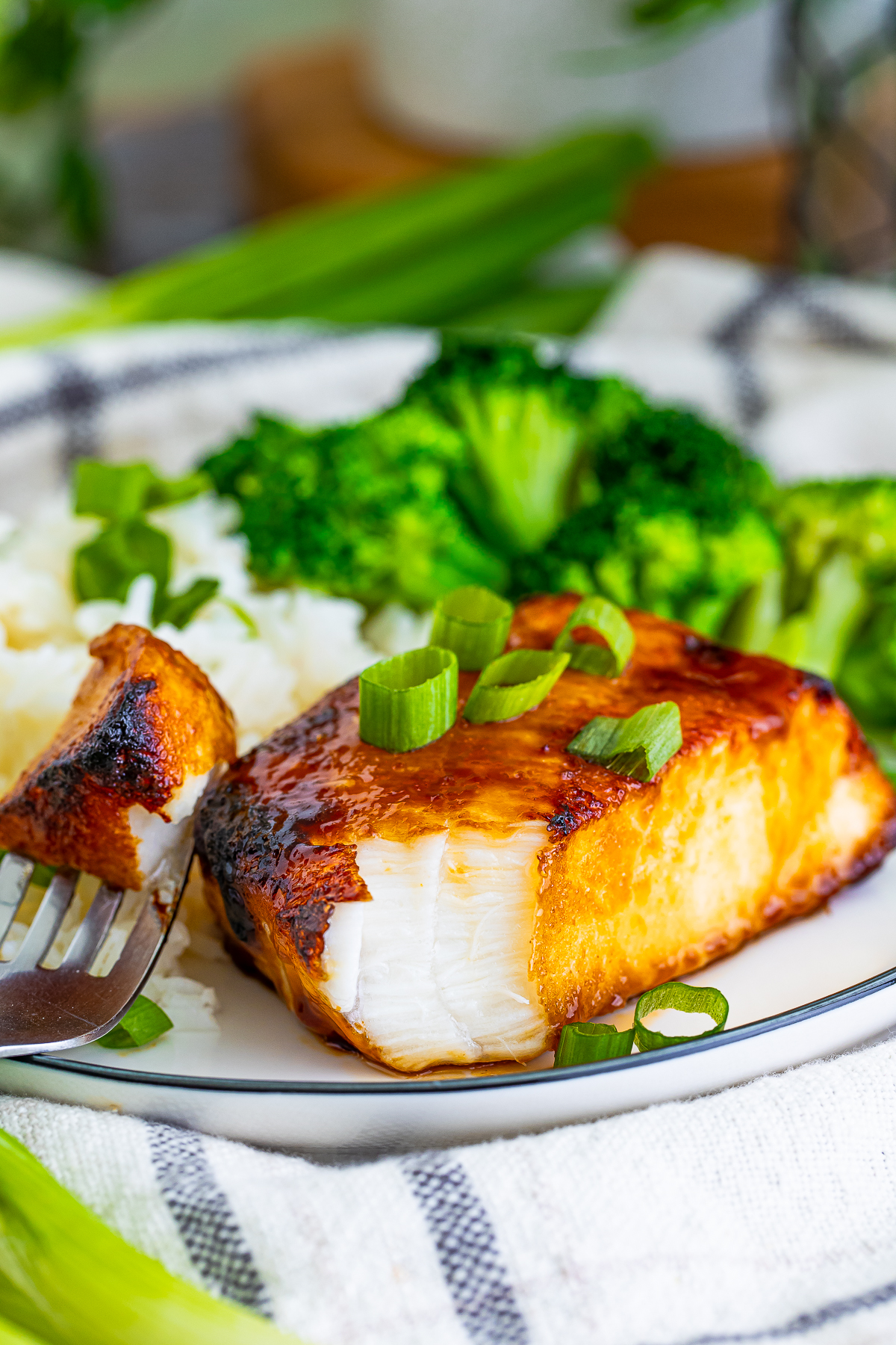 a piece of Chilean Sea Bass Recipe with a bite taken out