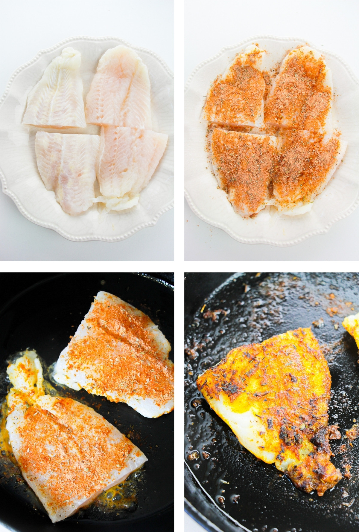 collage of images showing how to make Blackened Catfish