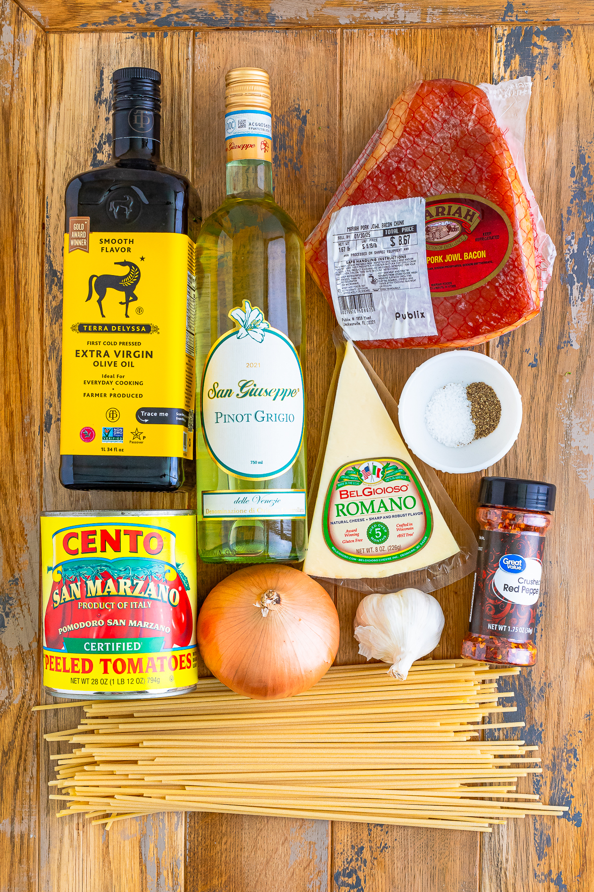 ingredients needed to make Bucatini all Amatriciana
