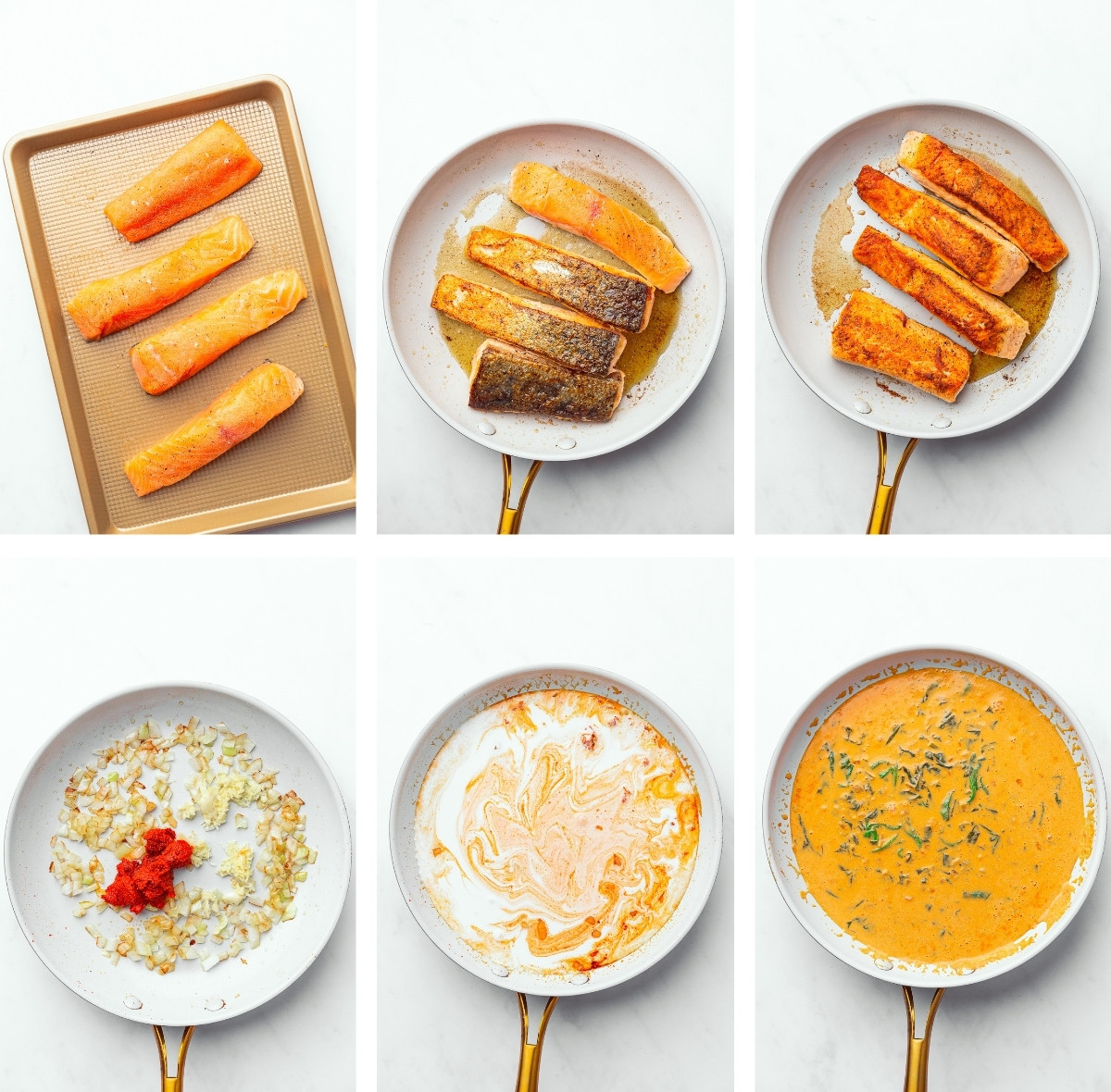 collage of images showing how to make Curry with Salmon