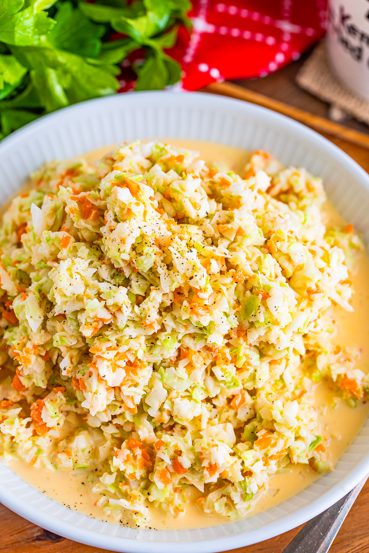overhead image of Kentucky Fried Chicken Coleslaw Recipe