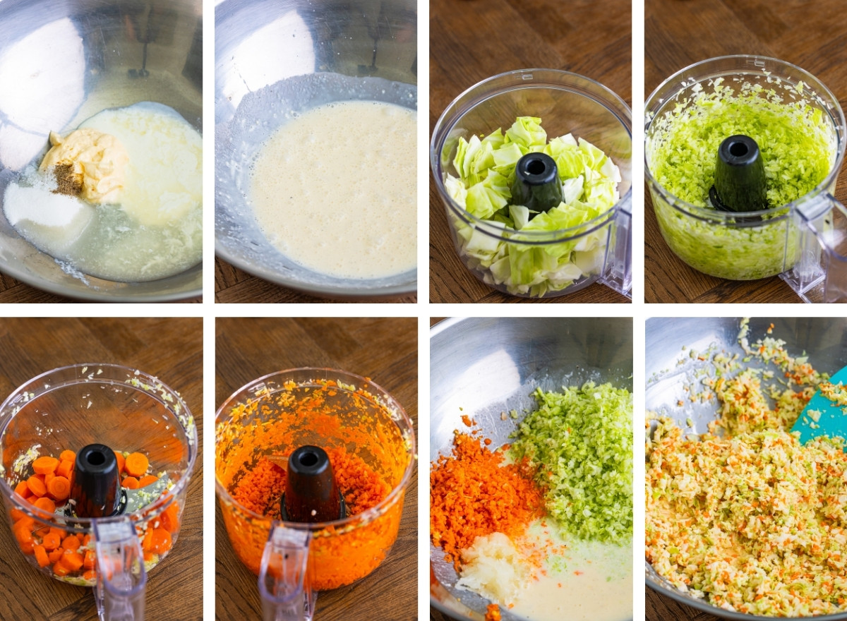collage of images showing how to make Kentucky Fried Chicken Coleslaw Recipe
