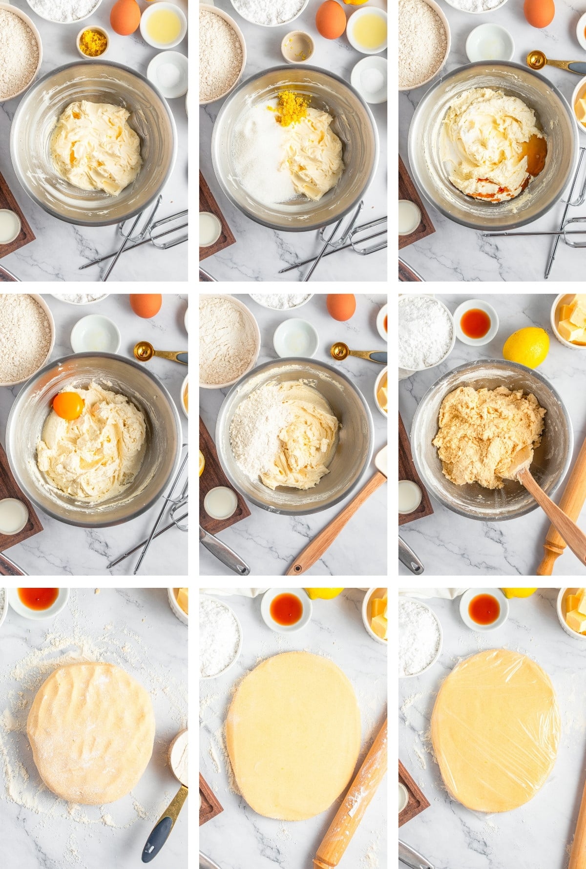 collage of images showing how to make the Lemon Sandwich Cookies dough