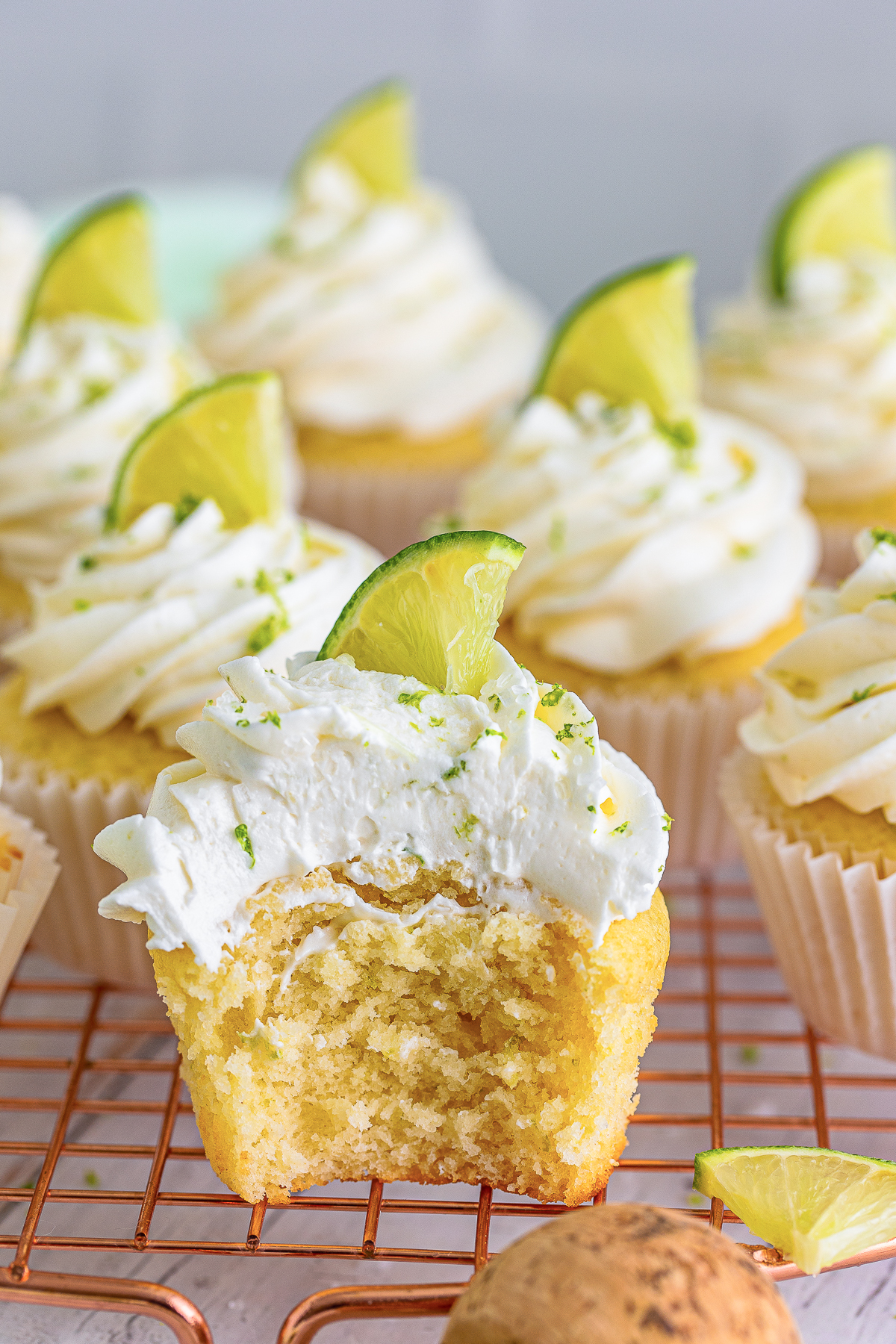 a bite taken out of Margarita Cupcakes