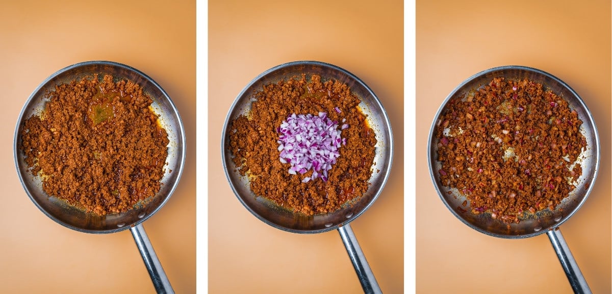 making the filling for Crispy Tacos