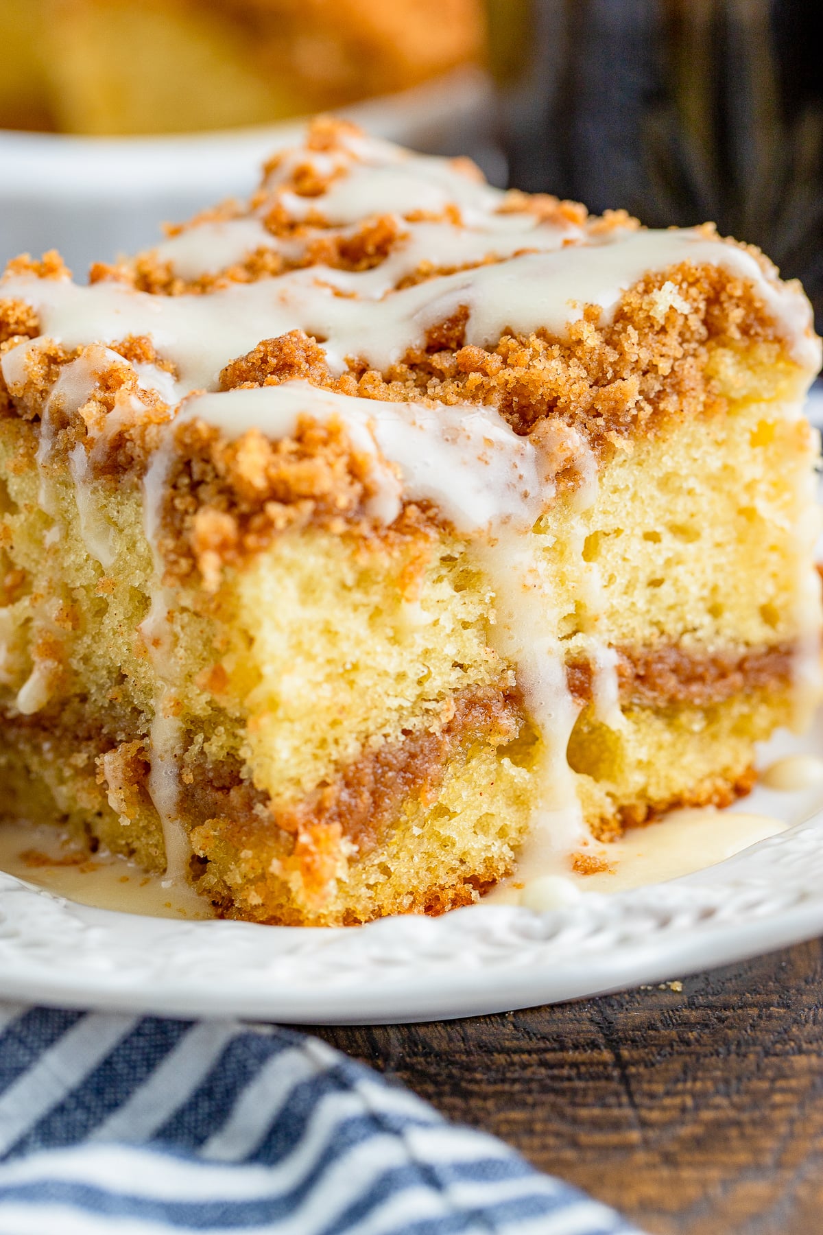 up close image of Sour Cream Coffee Cake with glaze