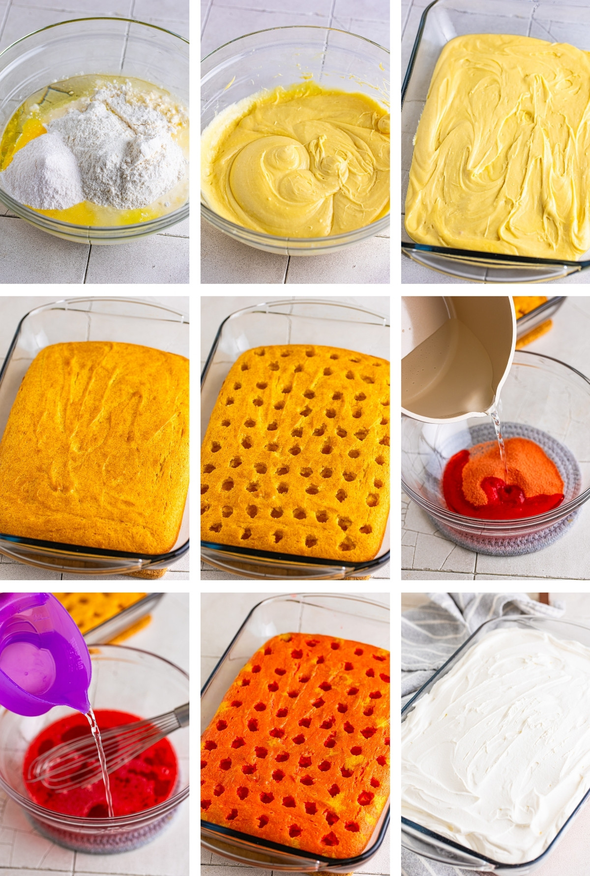 collage of images showing how to make Jello Cake