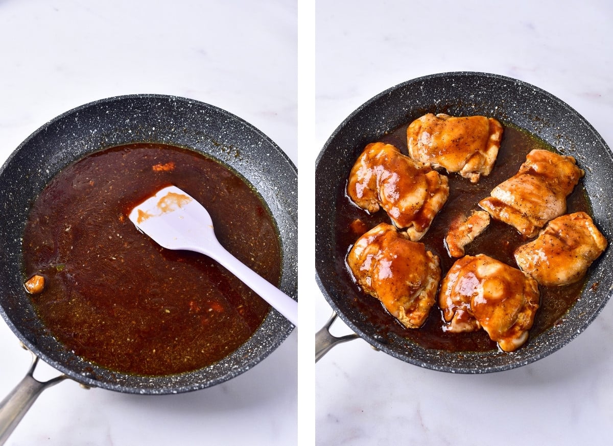 last step of Teriyaki Chicken Recipe in skillet