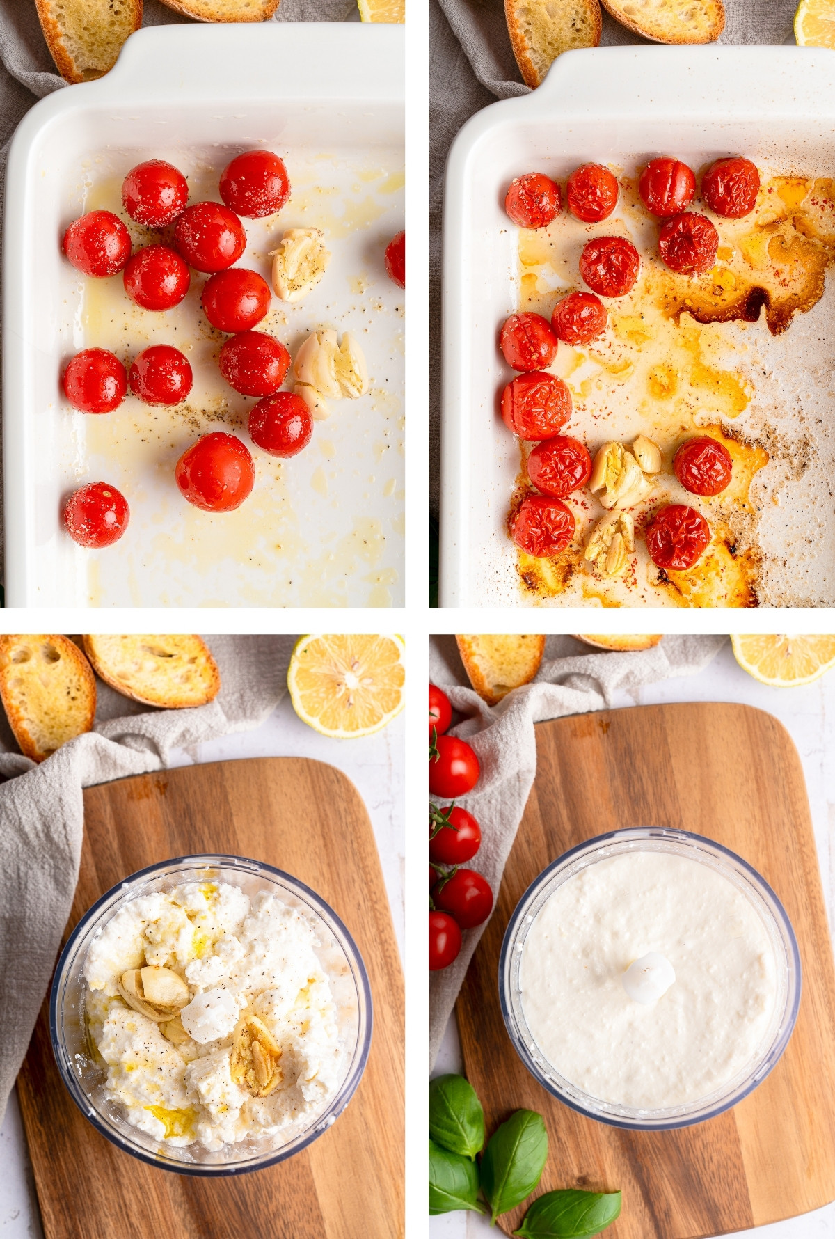 collage of images showing how to make Whipped Ricotta Cheese