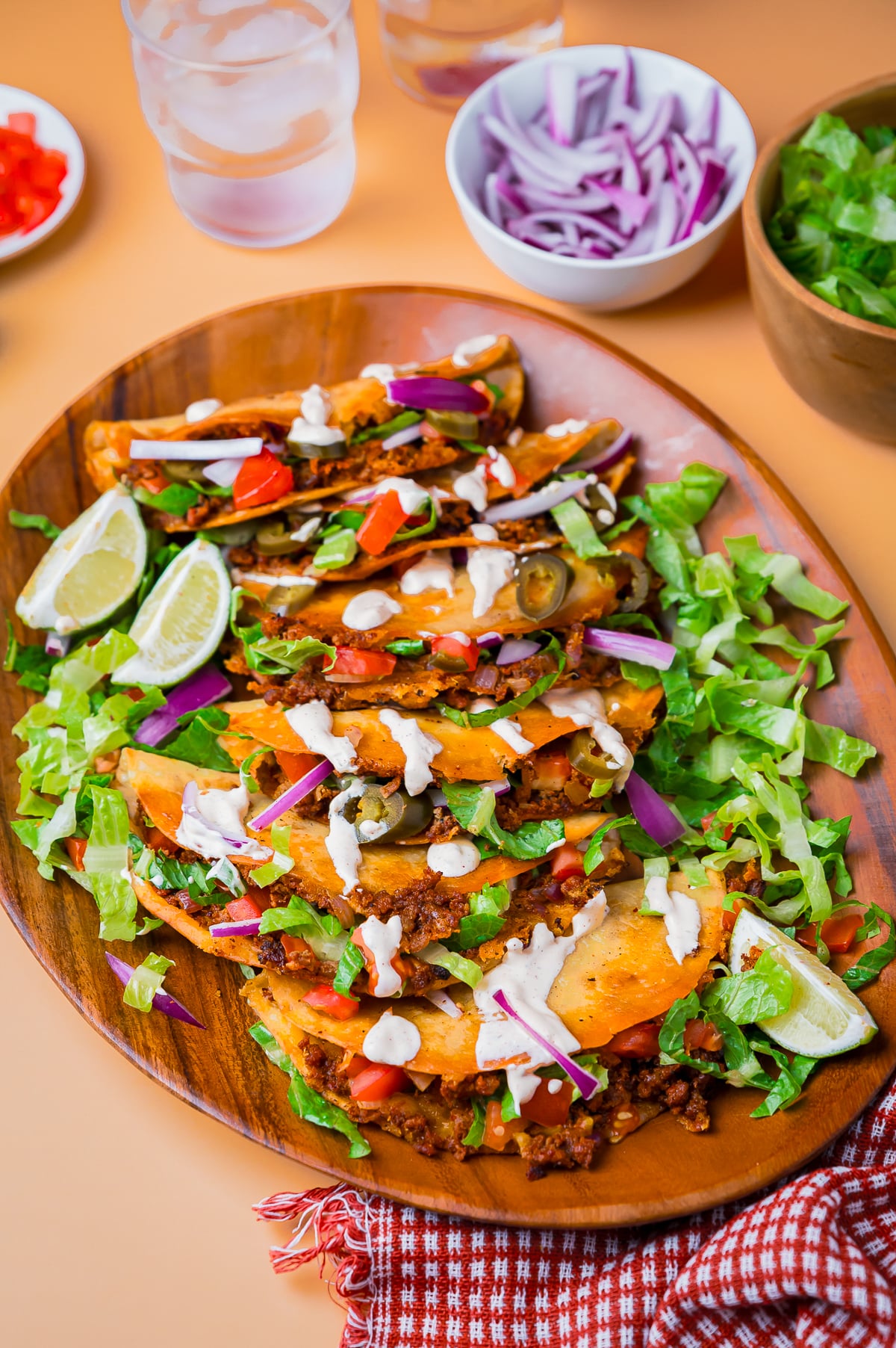 a platter full of Crispy Tacos