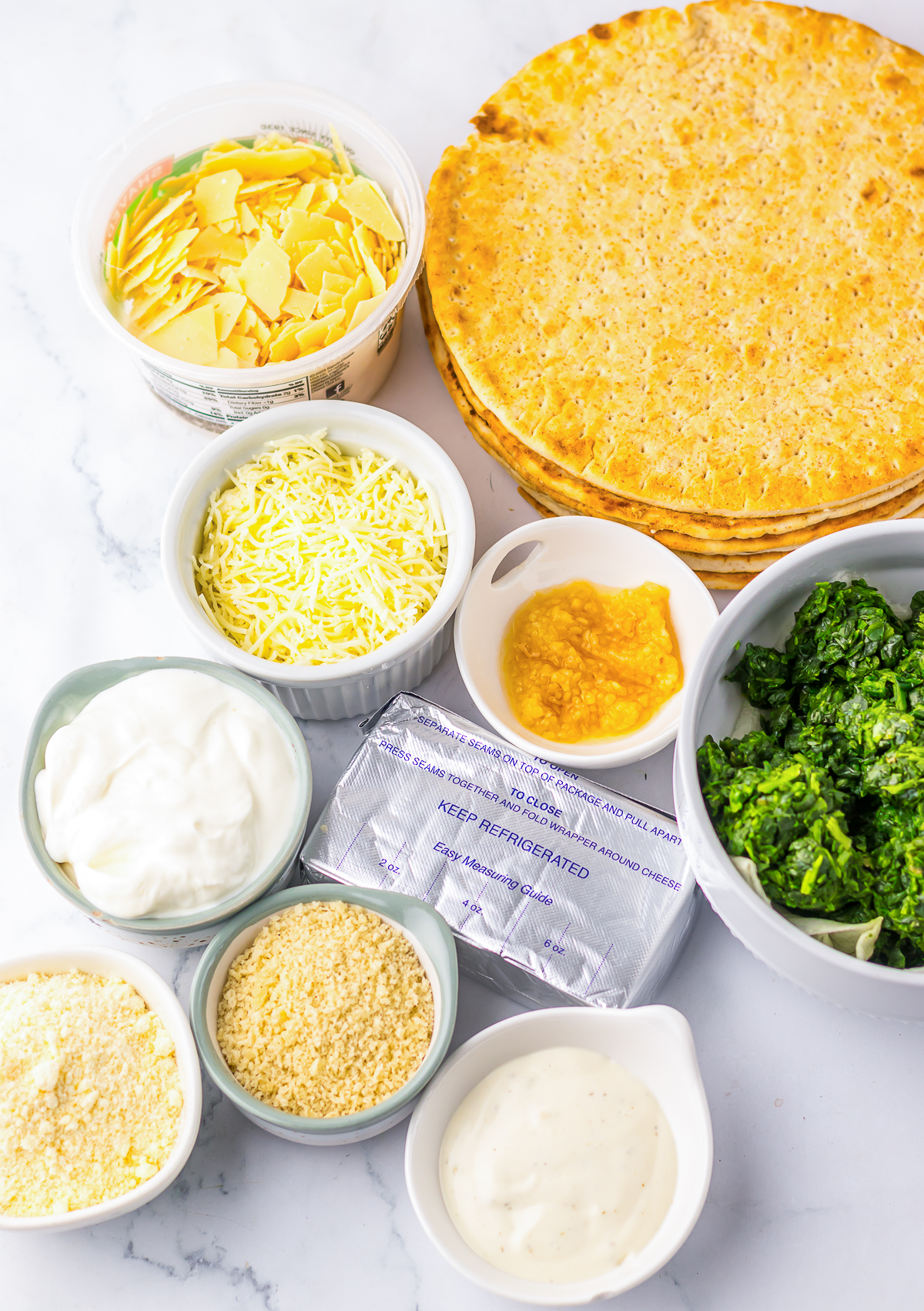 ingredients needed to make hot spinach dip