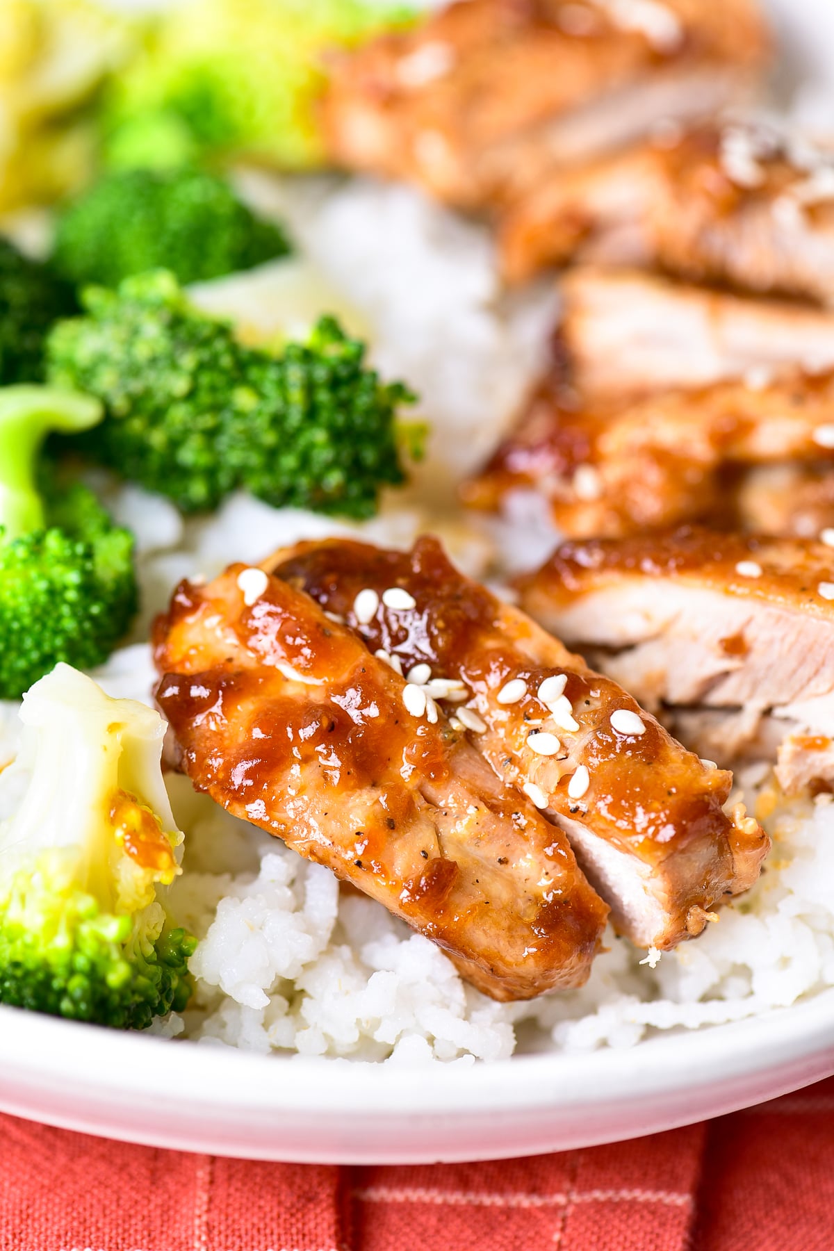 up close image of Teriyaki Chicken Recipe served over rice