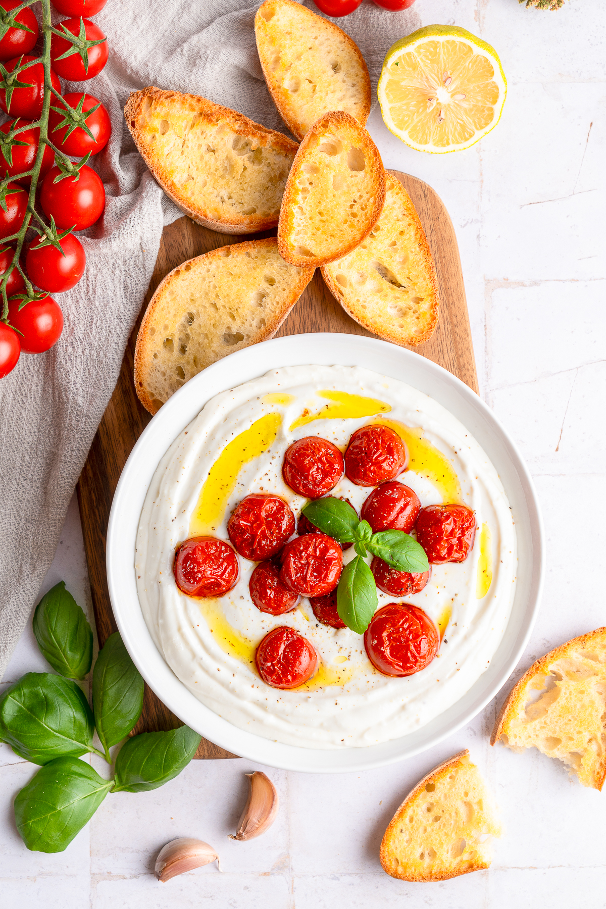 overhead image of Whipped Ricotta Cheese