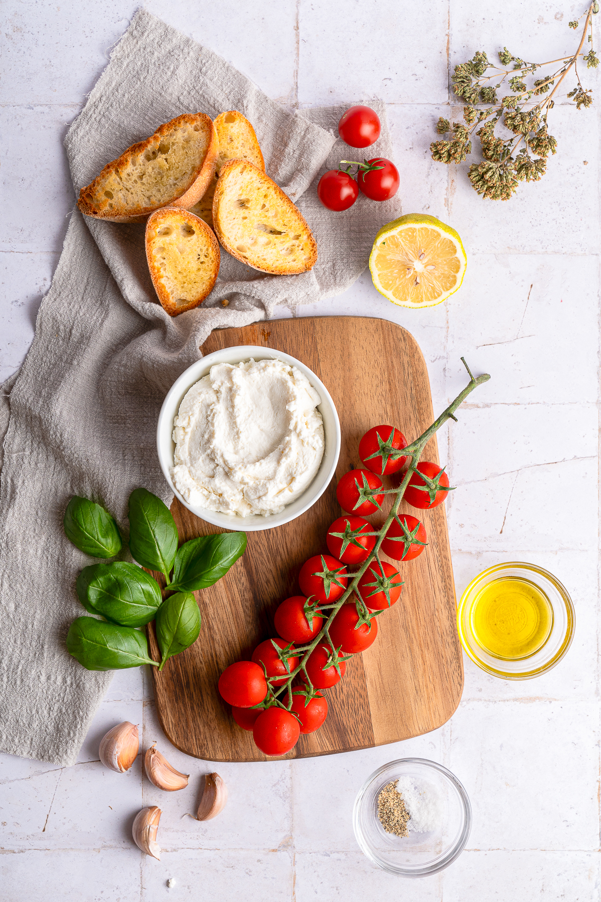 ingredients needed to make Whipped Ricotta Cheese
