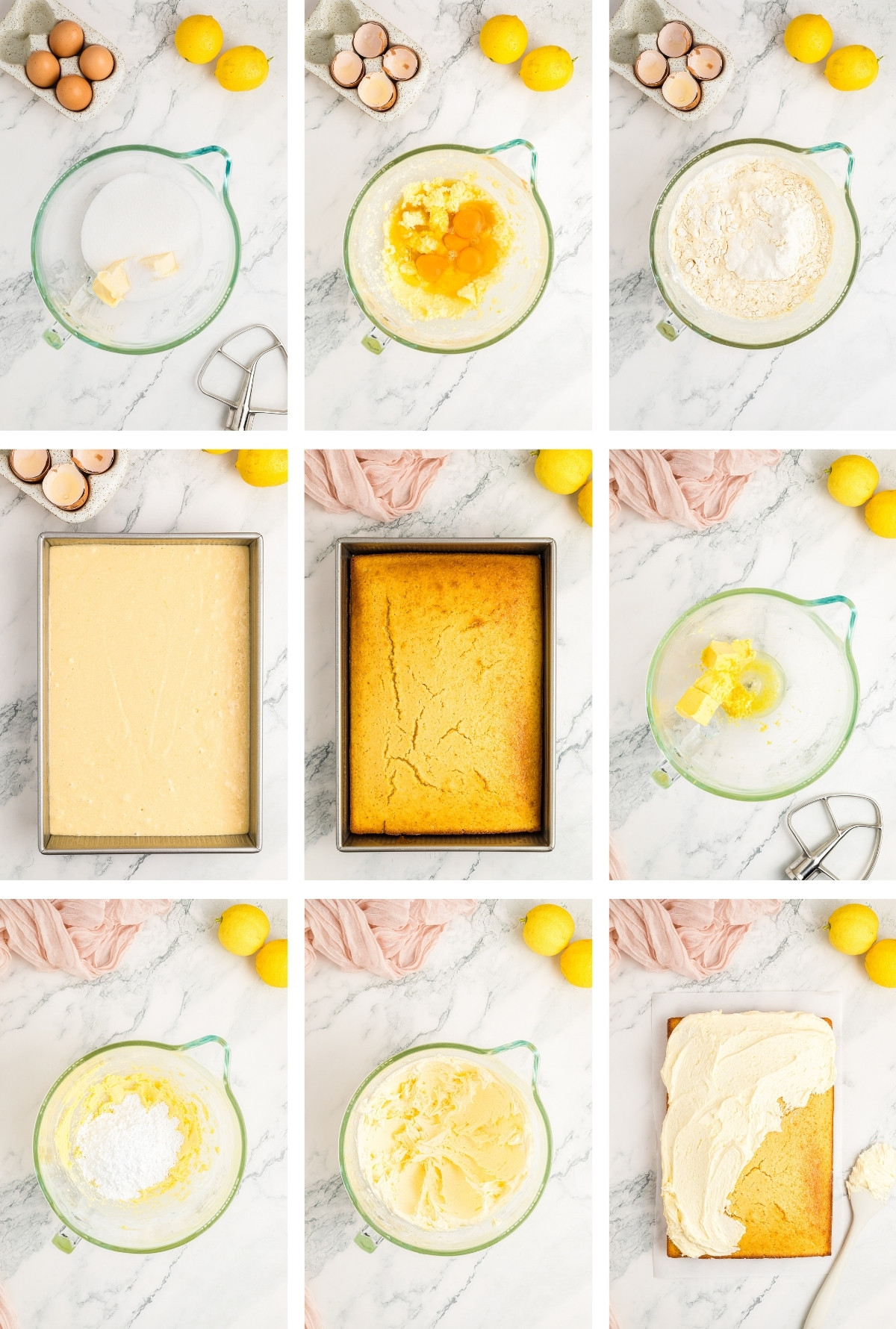 collage of images showing how to make Lemon Cake