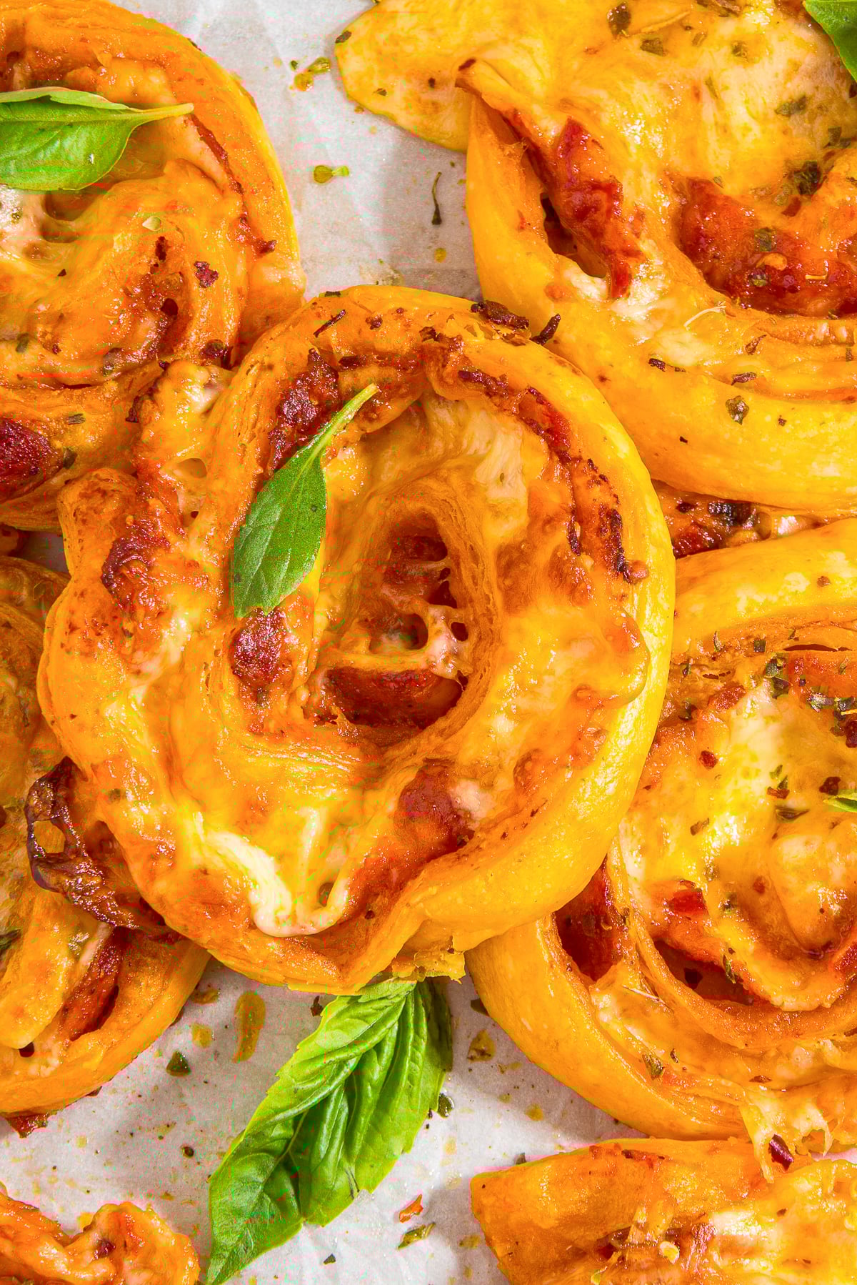 up close overhead image of Pepperoni Rolls