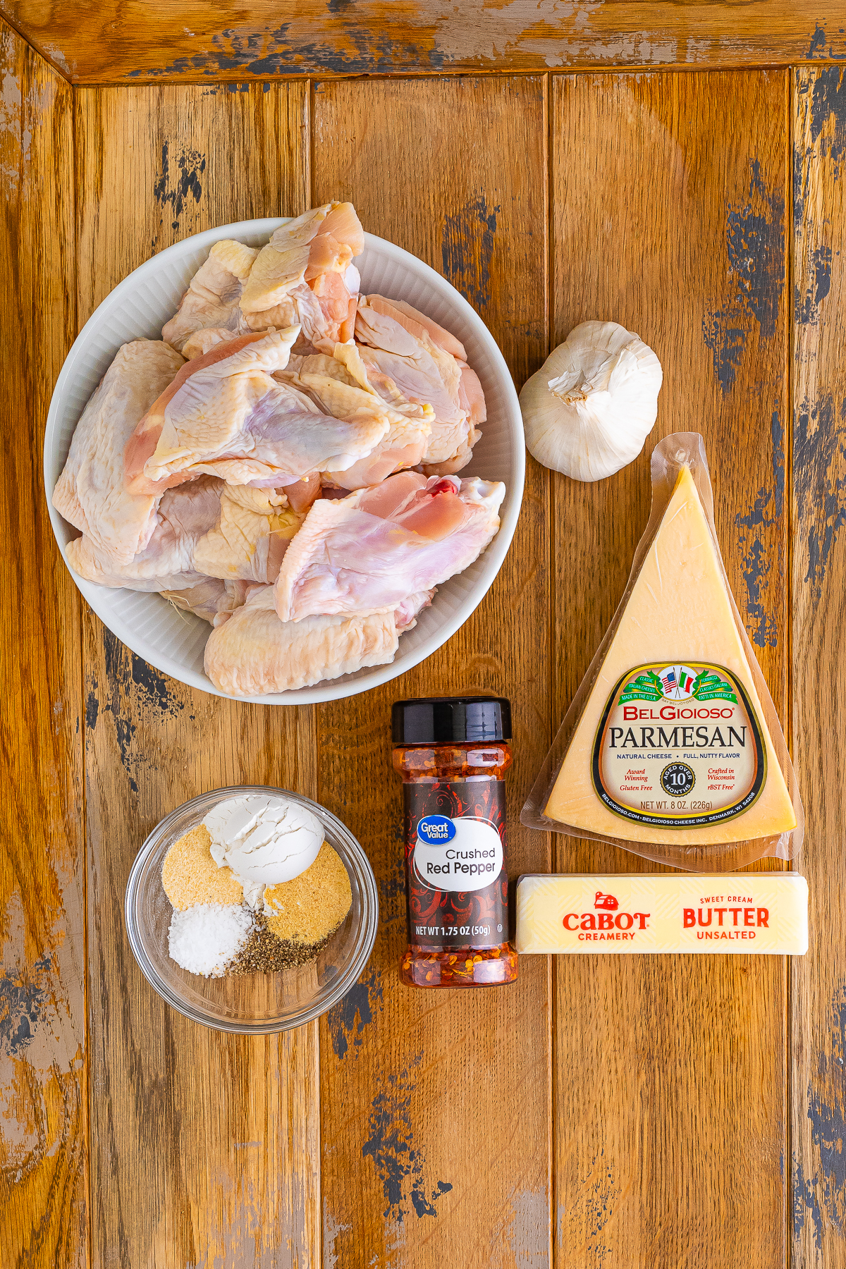 ingredients needed to make Garlic Parmesan Hot Wings