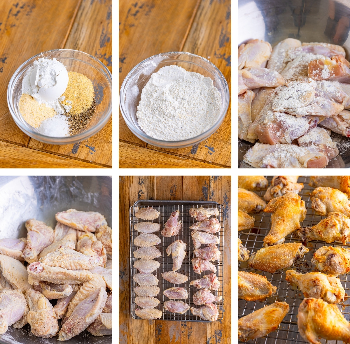 collage of images showing how to prepare Garlic Parmesan Hot Wings