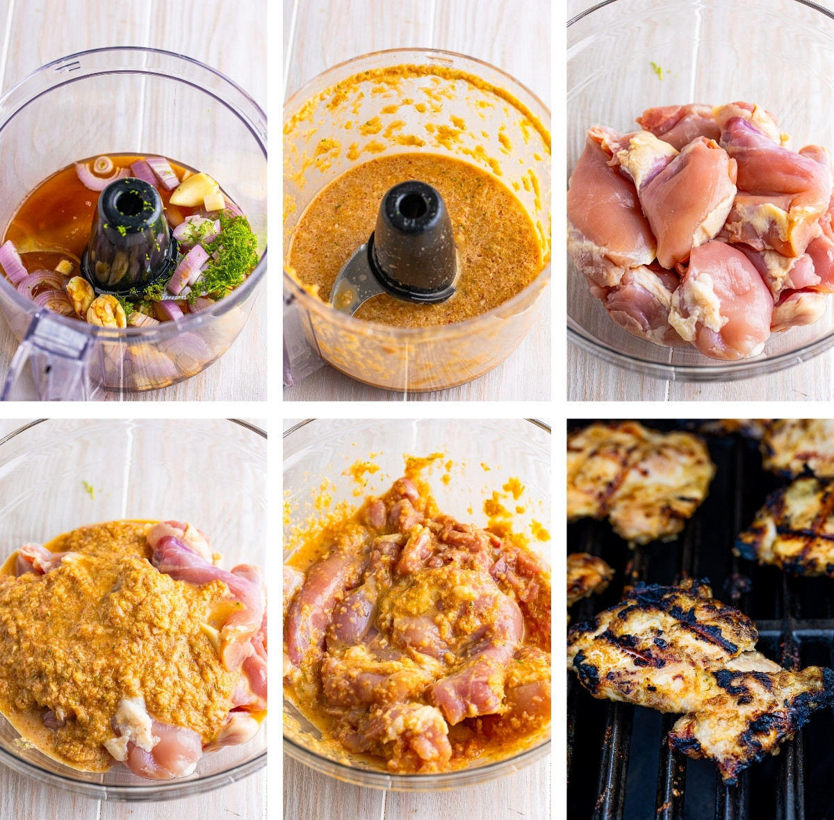 collage of images showing how to make Lemongrass Chicken
