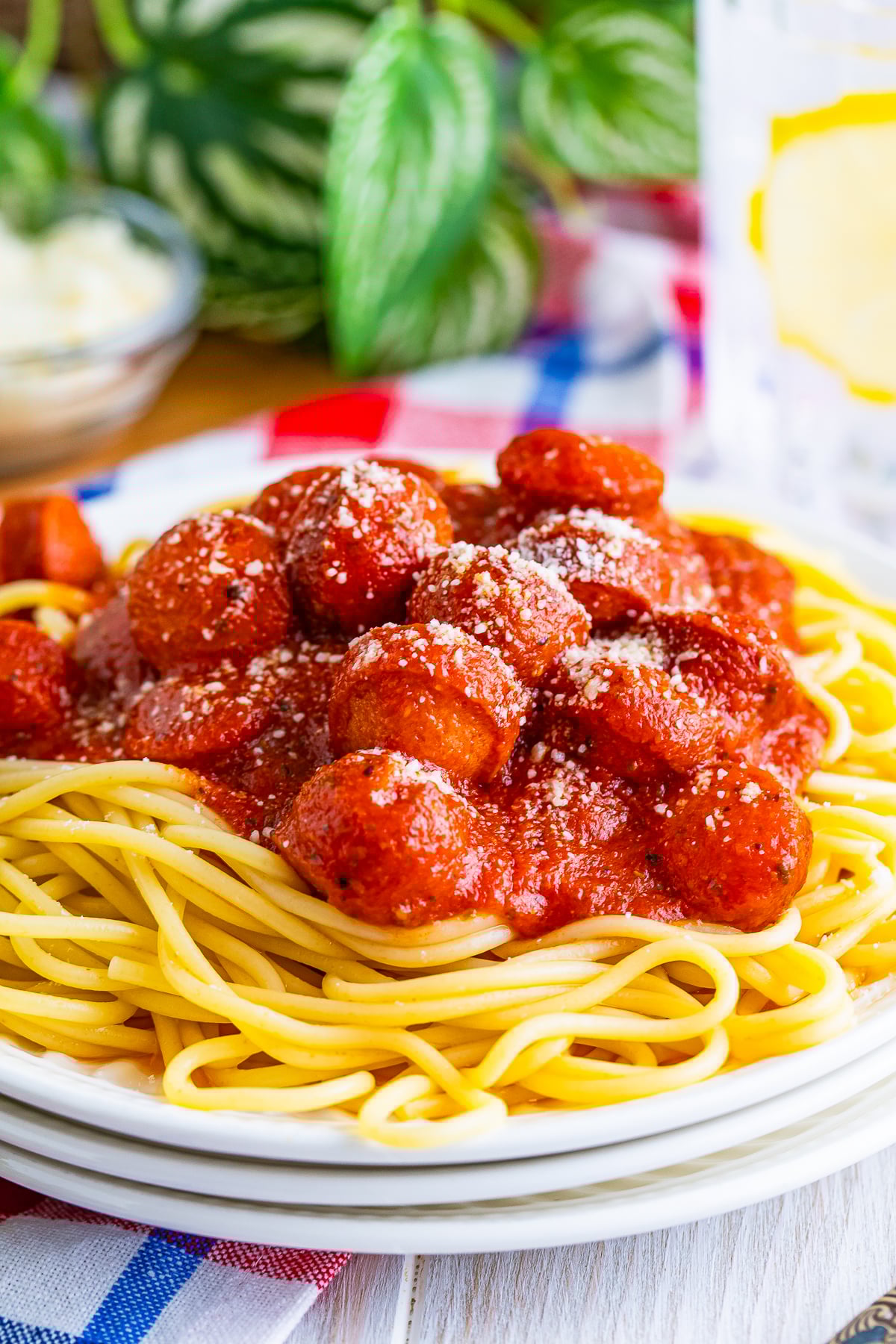 up close image of Hot Dogs Spaghetti