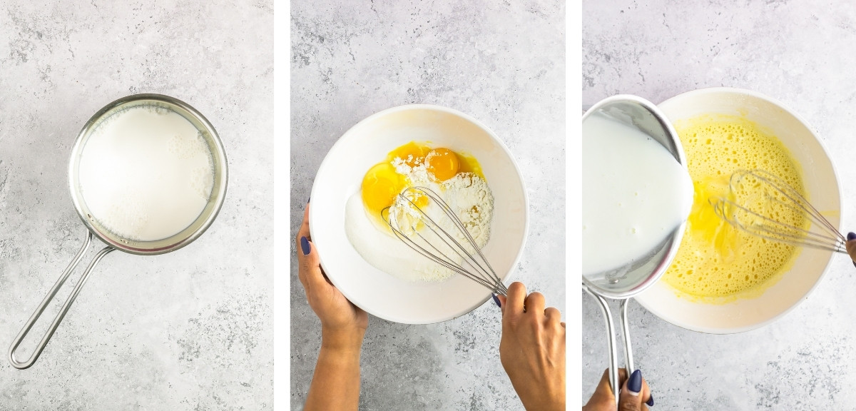 showing how to make the first steps of Pastry Cream