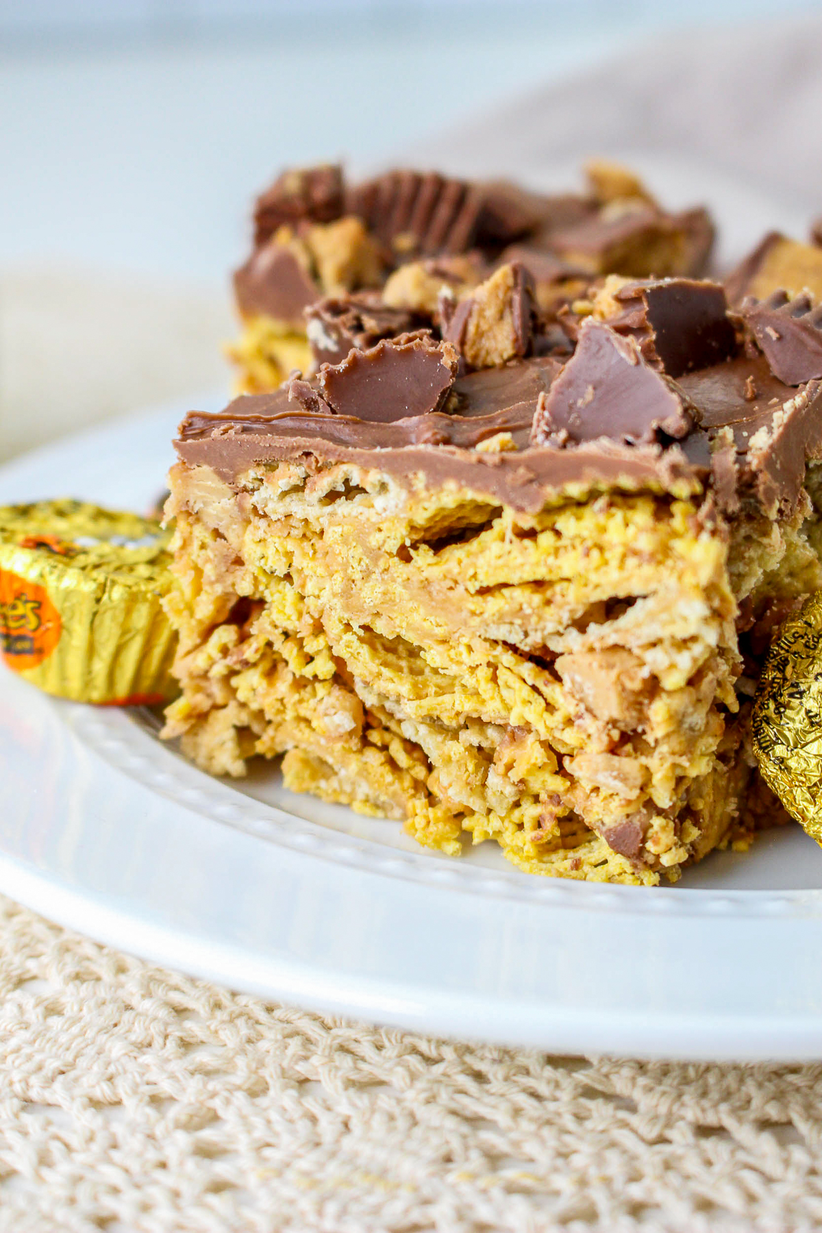 up close image of Cereal Bars on white plate