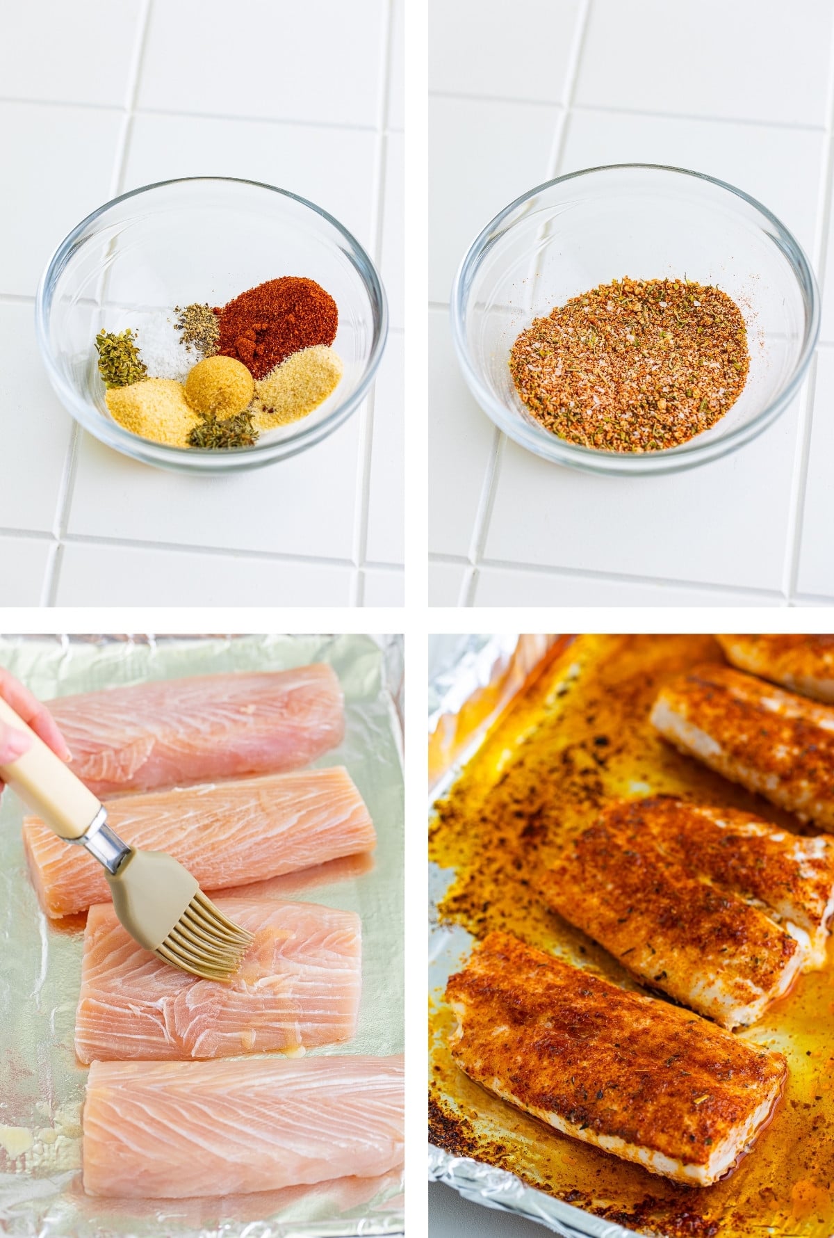 collage of images showing how to make Baked Mahi Recipe