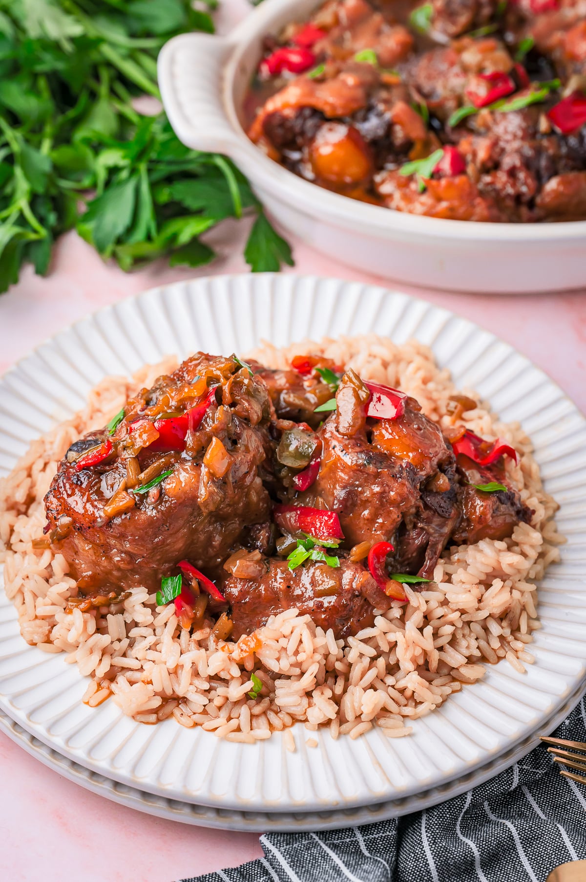 Oxtails served over rice