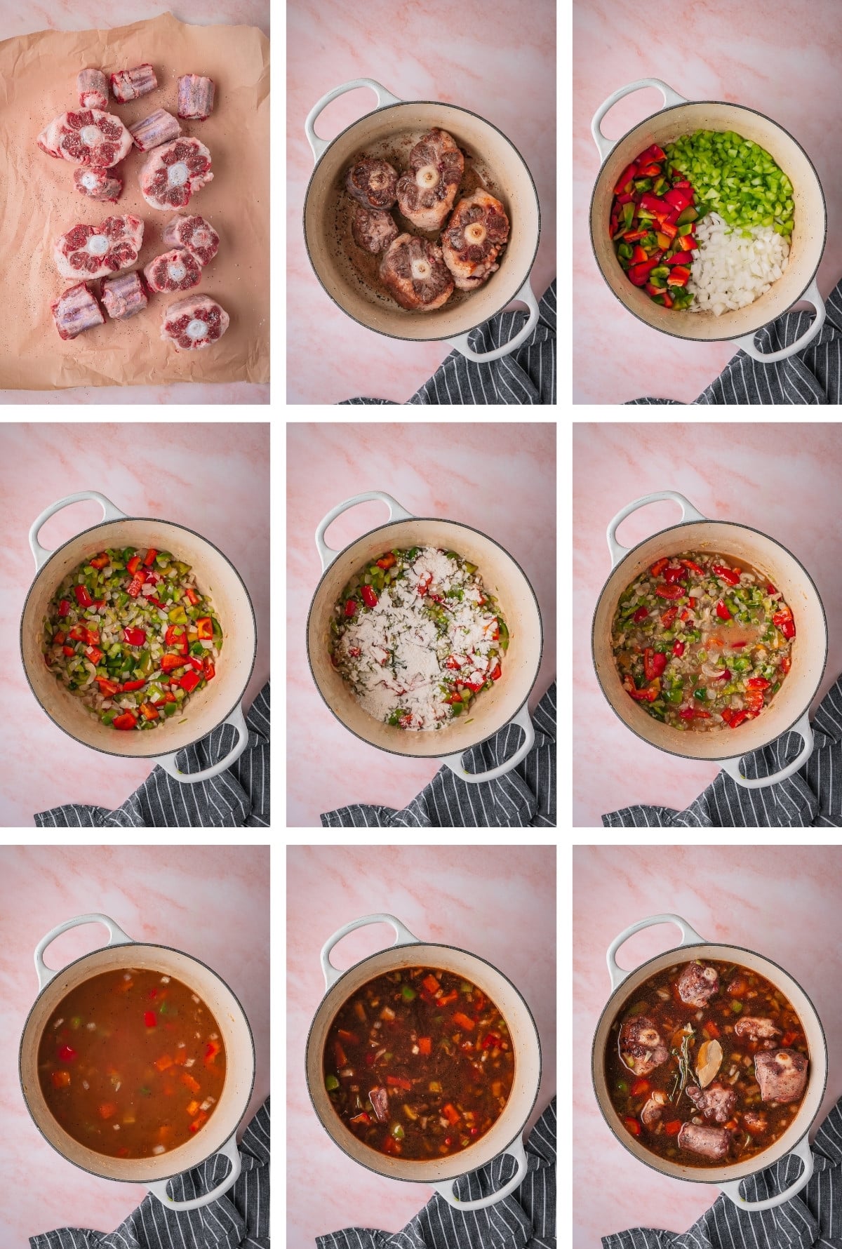 collage of images showing how to make Oxtails