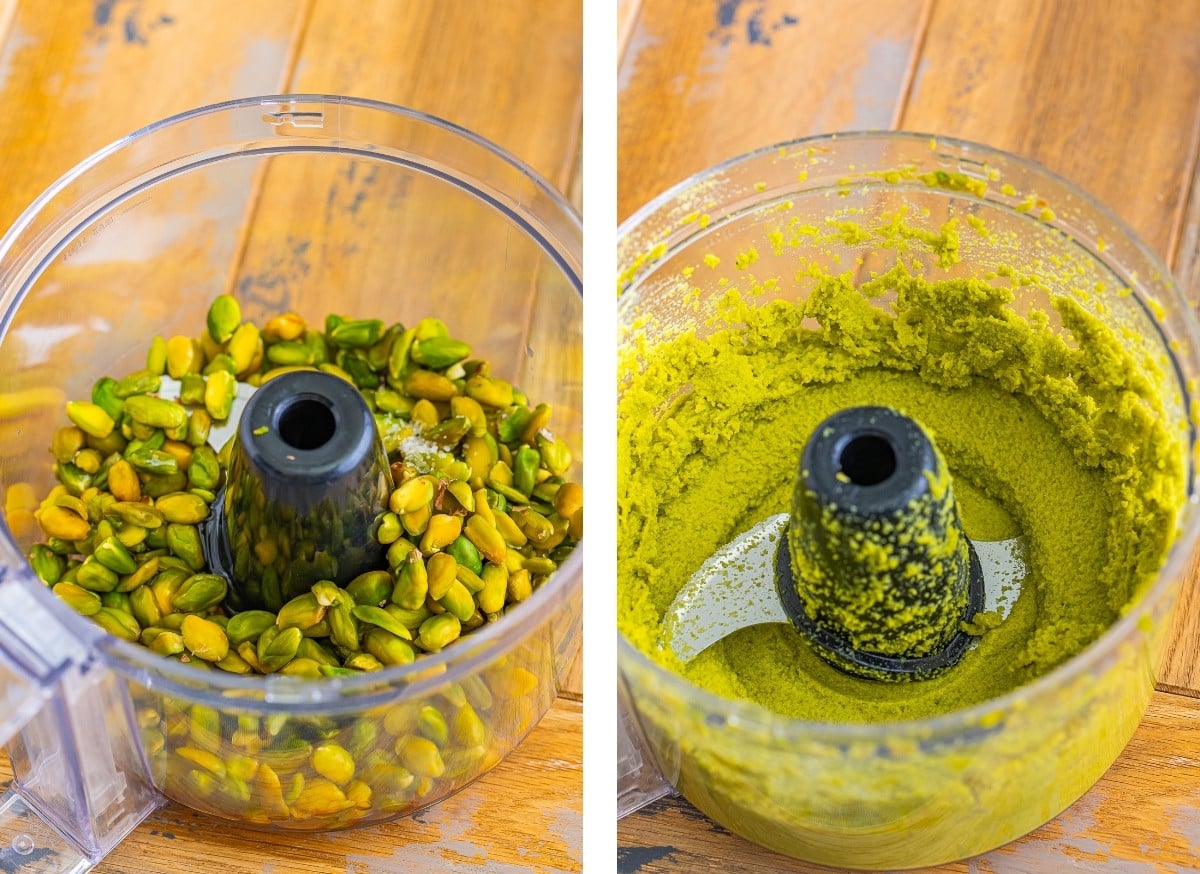 showing how to puree Pistachio Spread