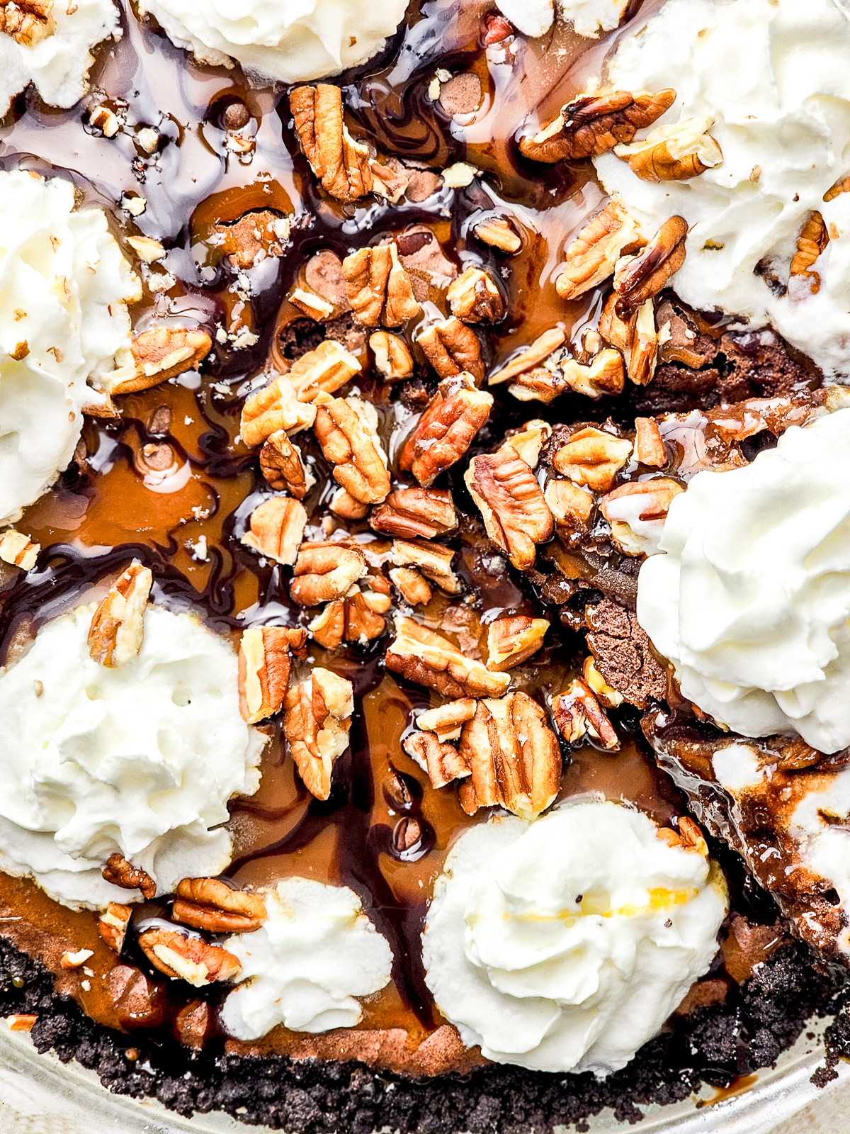 overhead up close image of finished Brownie Pie