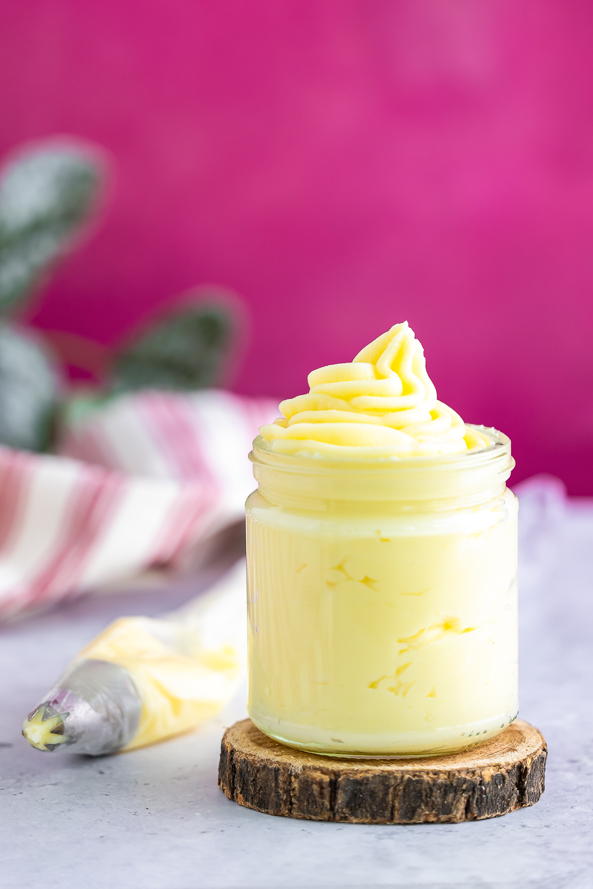 a jar filled with Pastry Cream