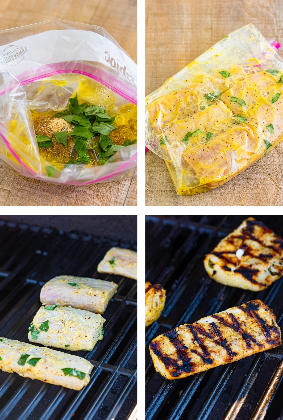 collage of images showing how to make Grilled Mahi