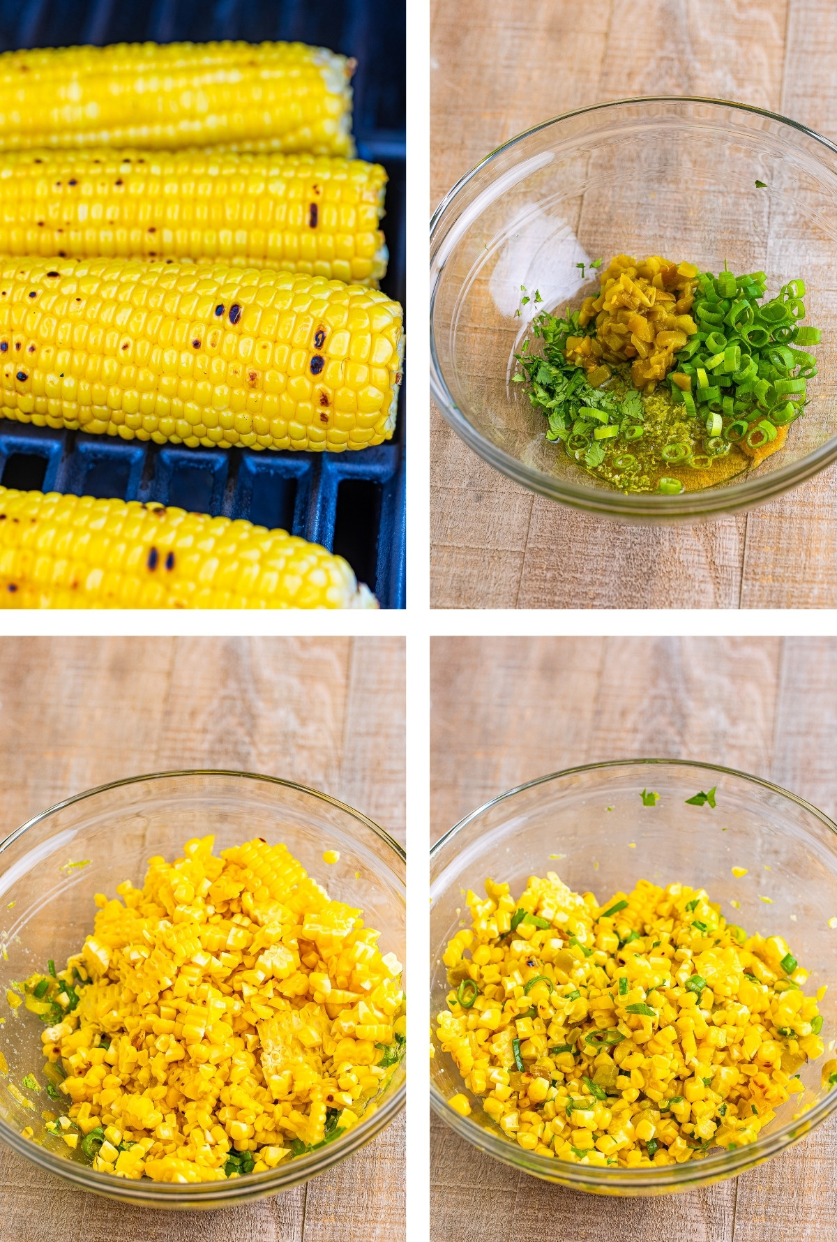 collage of images showing how to make Roasted Corn Salsa