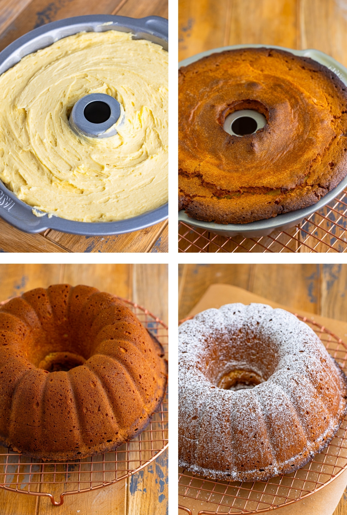 collage of images showing how to bake Pound Cake