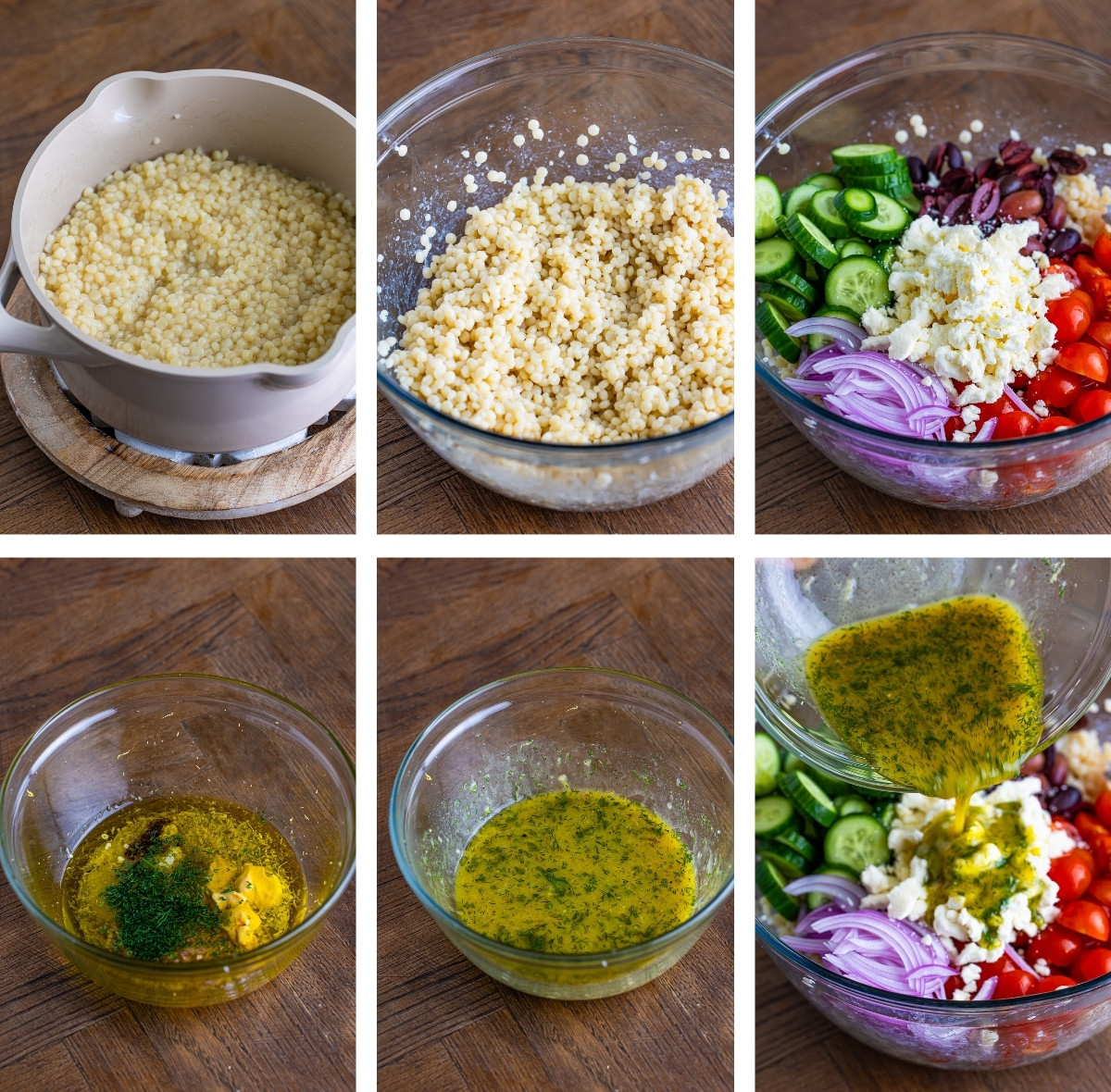 collage of images showing how to make Couscous Salad