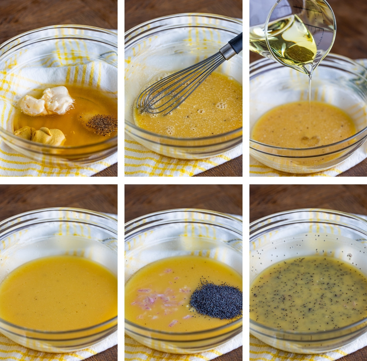 collage of images showing how to make Poppy Seed Dressing
