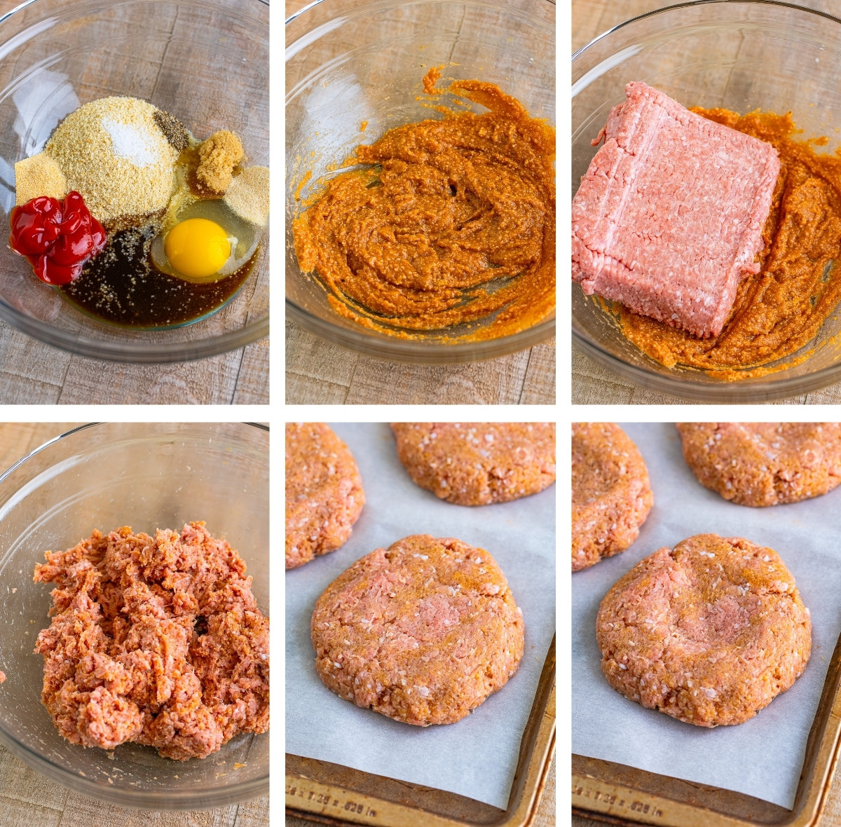 collage of images showing how to make the patties for turkey burger recipe