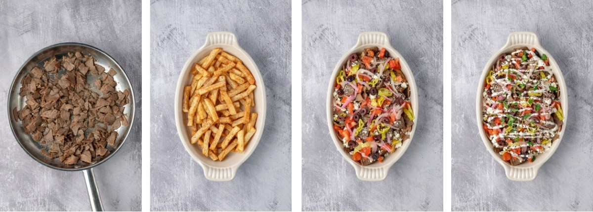 how to assemble Greek Fries
