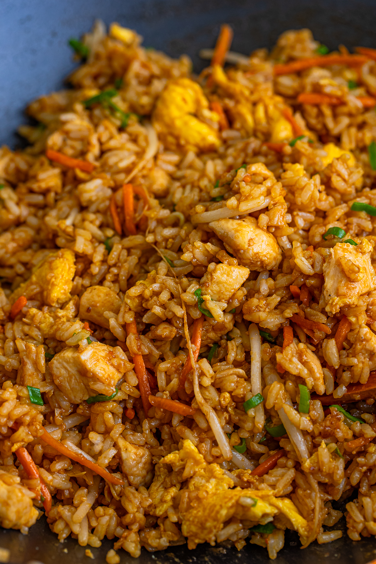 upclose image of Chicken Fried Rice in work