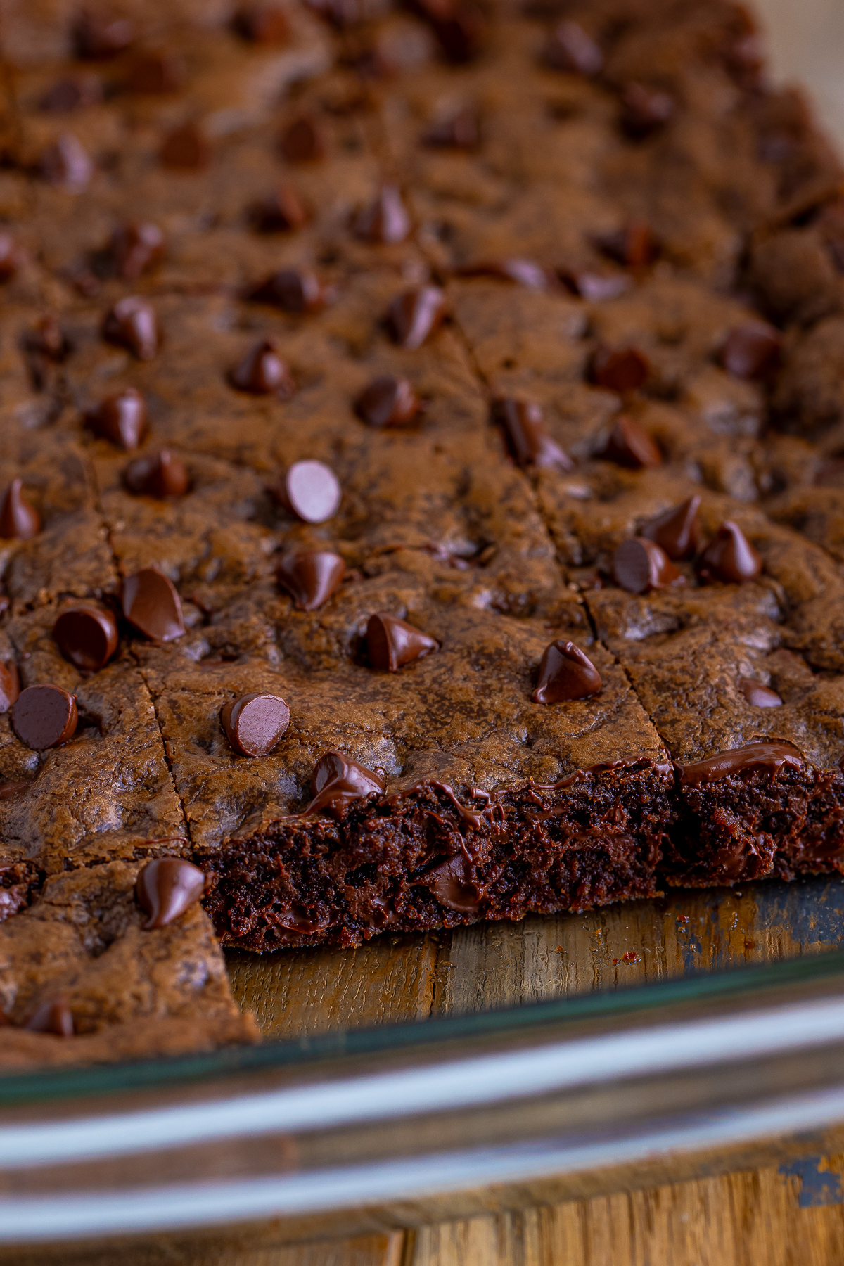 Chocolate Cookie Bars in the baking dish