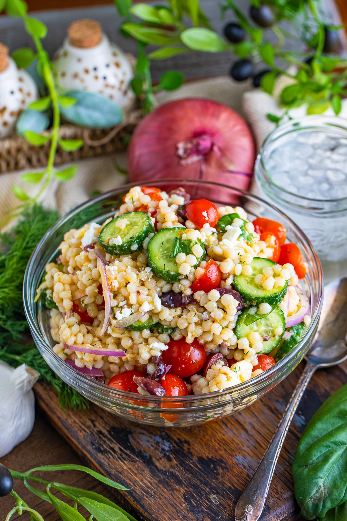 farther away image of Couscous Salad in a bowl