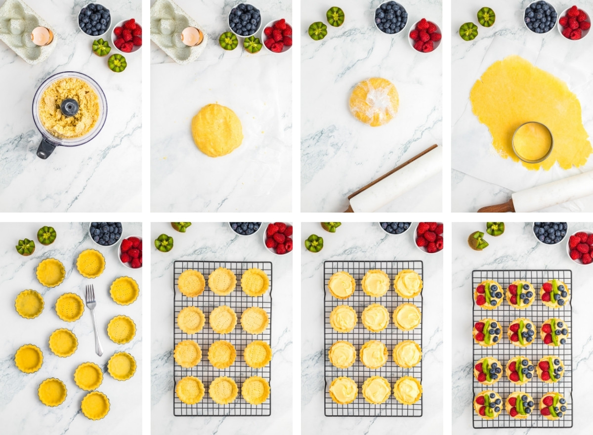 how to make the crust and finishing steps for Fruit Tartlets