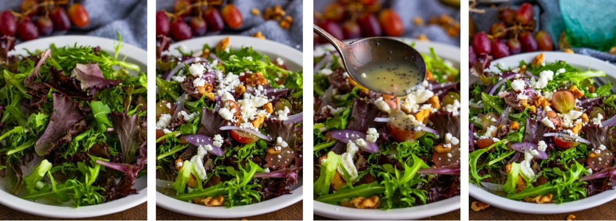 collage of images showing how to make Goat Cheese Salad